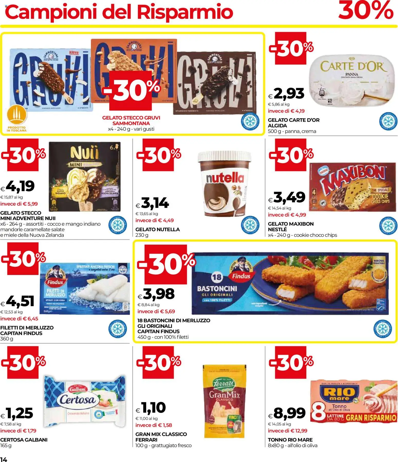 Volantino COOP del 16/07/2026 | Pagina: 14 | Prodotti: Panna, Mandorle, Nutella, Tonno