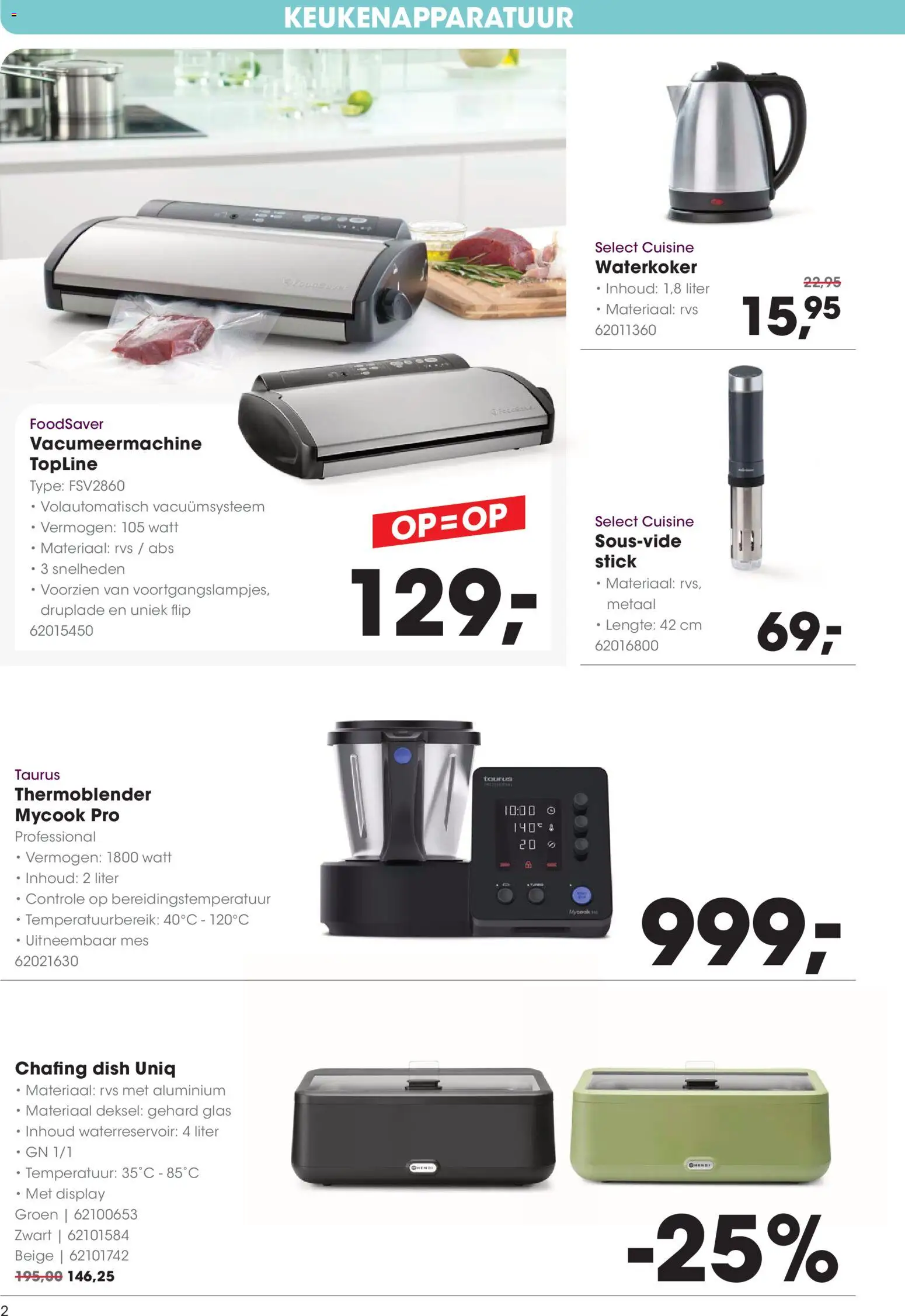 {H1} | Pagina: 2 | Producten: Mes, Vacumeermachine, Waterkoker, Glas