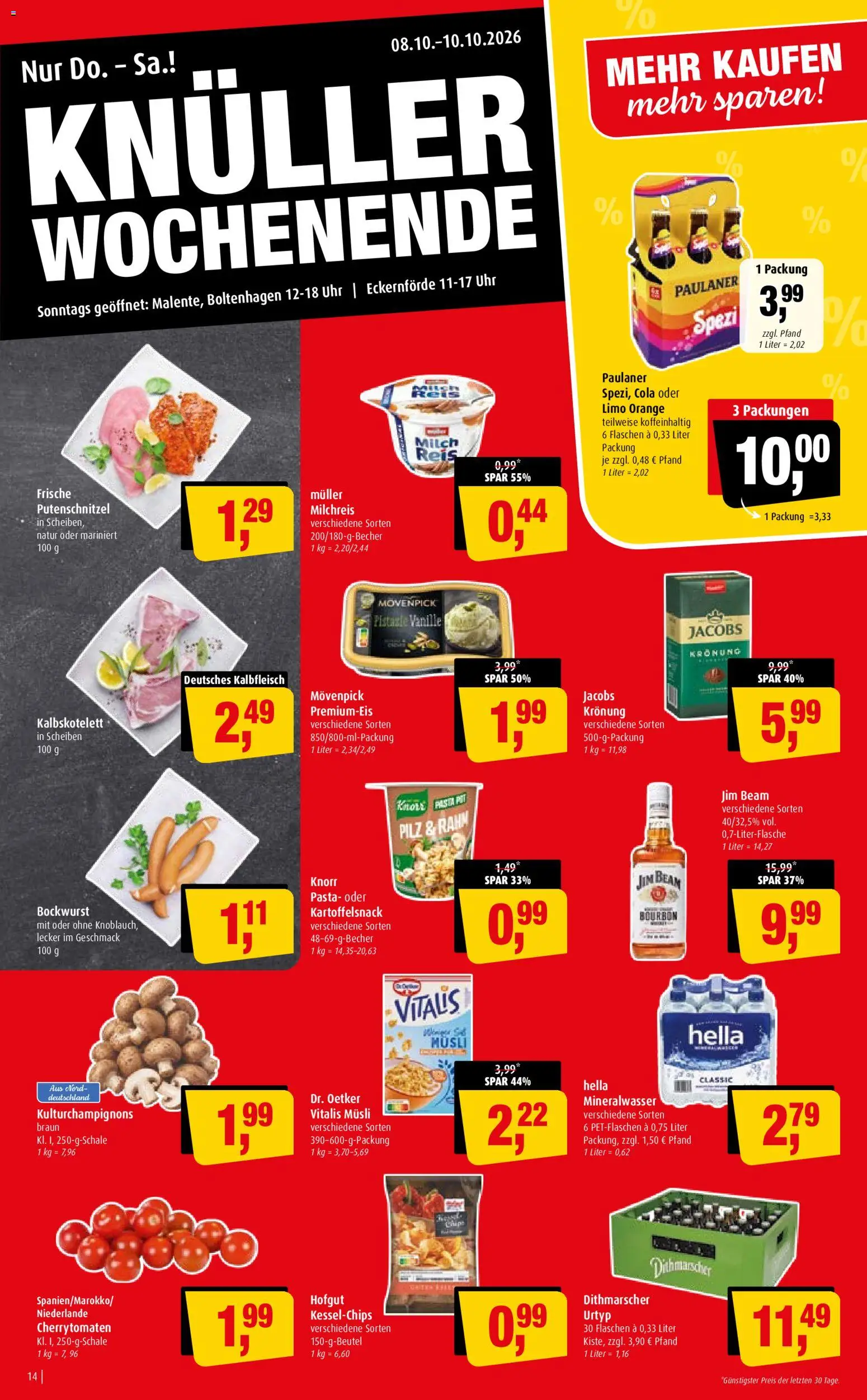 Markant Prospekt – gültig ab 05.10.2026 | Seite: 14 | Produkte: Musli, Cola, Putenschnitzel, Pasta