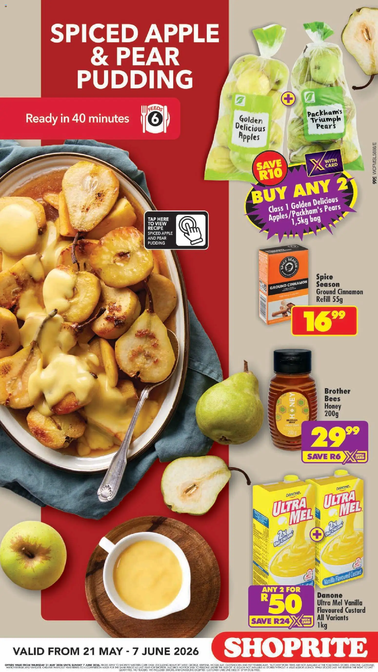 New Shoprite catalogue – valid from 21.05.2026 | Page: 7 | Products: Pears, Custard, Apples, Cream