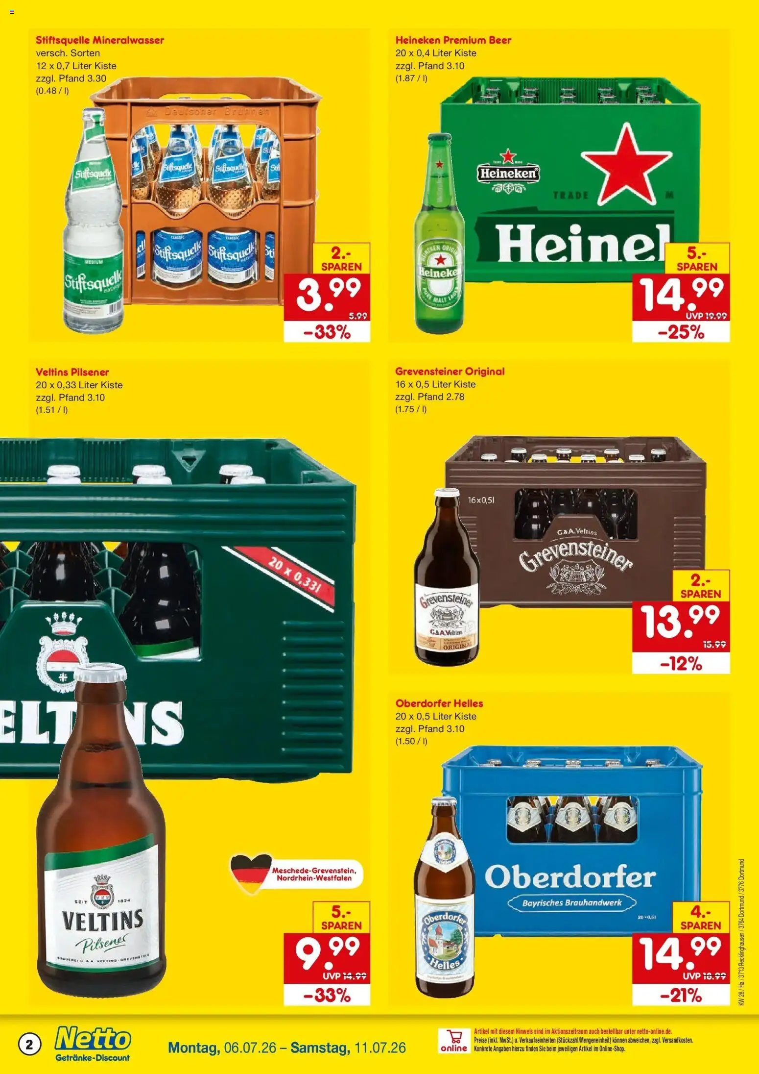 Netto Marken-Discount - Netto: Getränkeangebote – gültig ab 05.07.2026 | Seite: 2 | Produkte: Mineralwasser, Heineken, Veltins