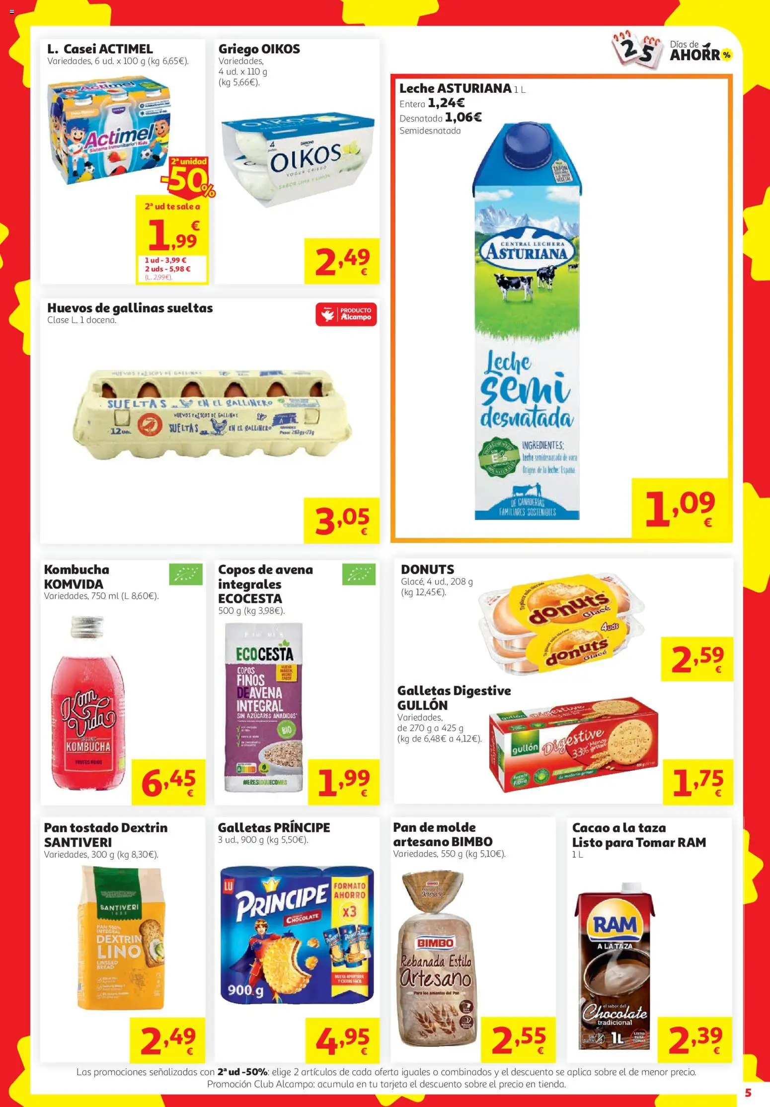 Alcampo Supermercado │ válido desde el 08/10/2026 | Página: 5 | Productos: Pan, Chocolate, Frutos rojos, Donuts