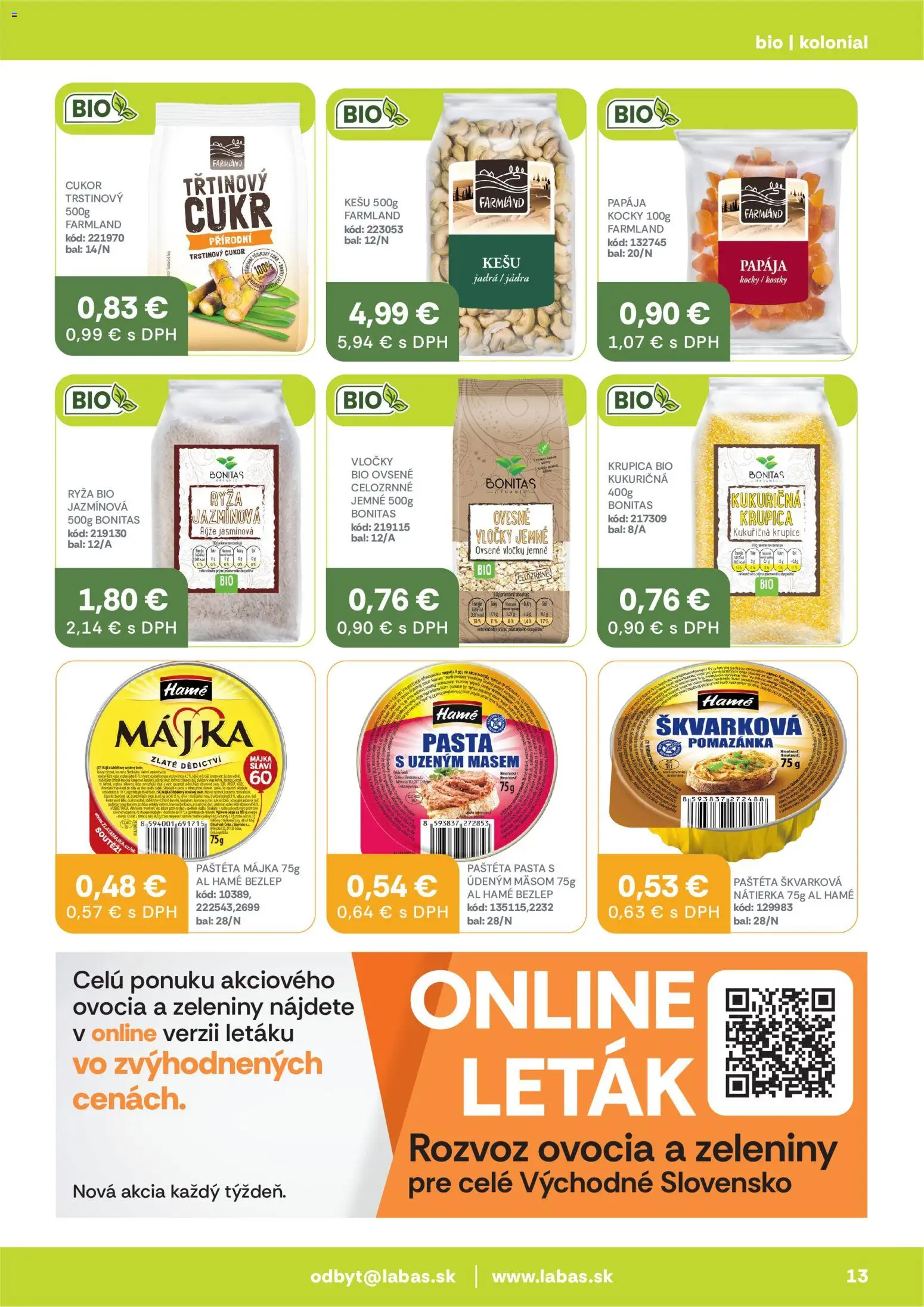 Nové Labaš akcie – leták je platný od 05.06.2026 | Strana: 13 | Produkty: Ryža, Cukor, Vločky, Krupica