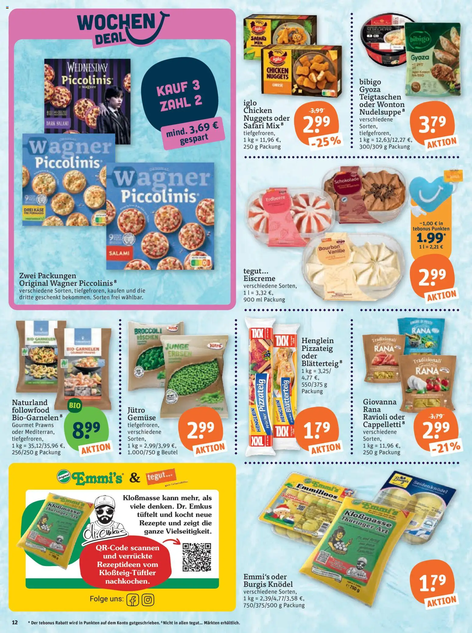 Tegut Prospekt – gültig ab 12.06.2026 | Seite: 14 | Produkte: Käse, Eiscreme, Salami, Erbsen