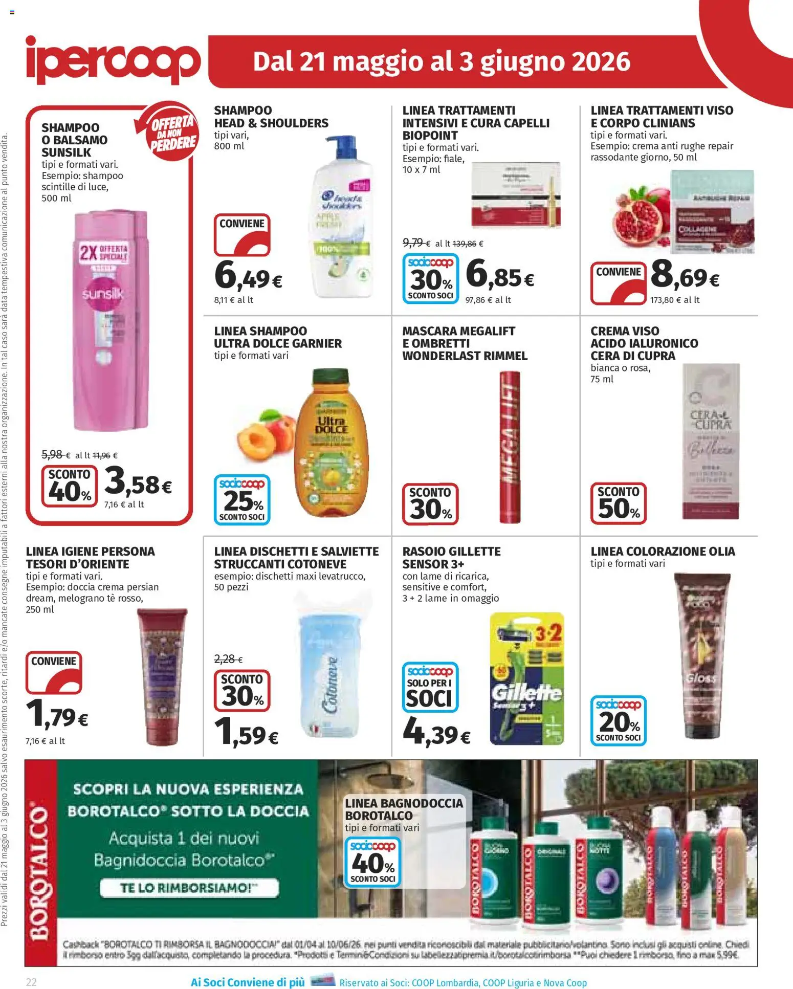 Volantino Ipercoop del 21.05.2026 | Pagina: 22 | Prodotti: Crema, Rasoio, Crema viso, Data