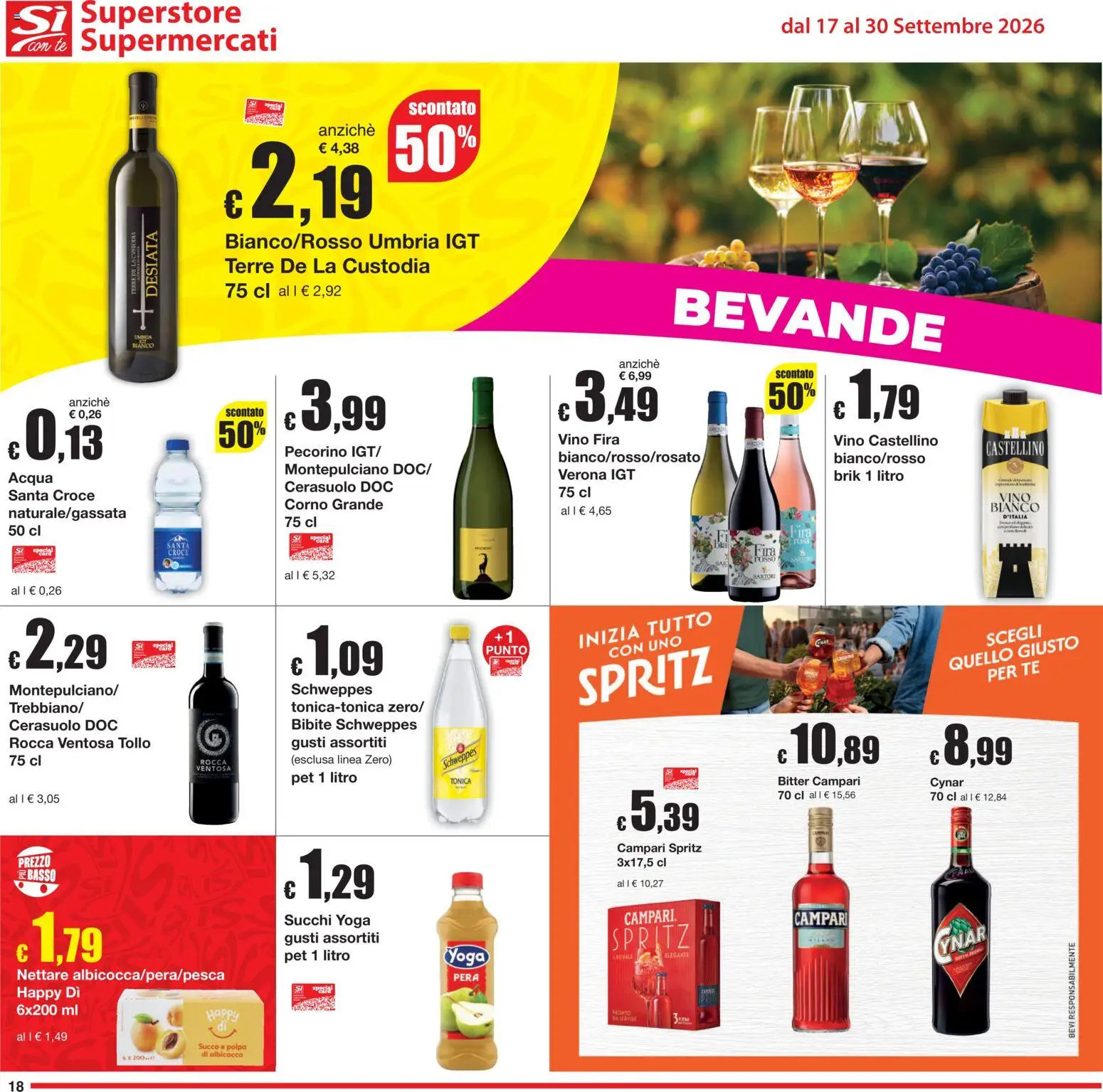 Volantino Sì con Te del 17/09/2026 | Pagina: 18 | Prodotti: Succo, Pasta, Pera, Bibite