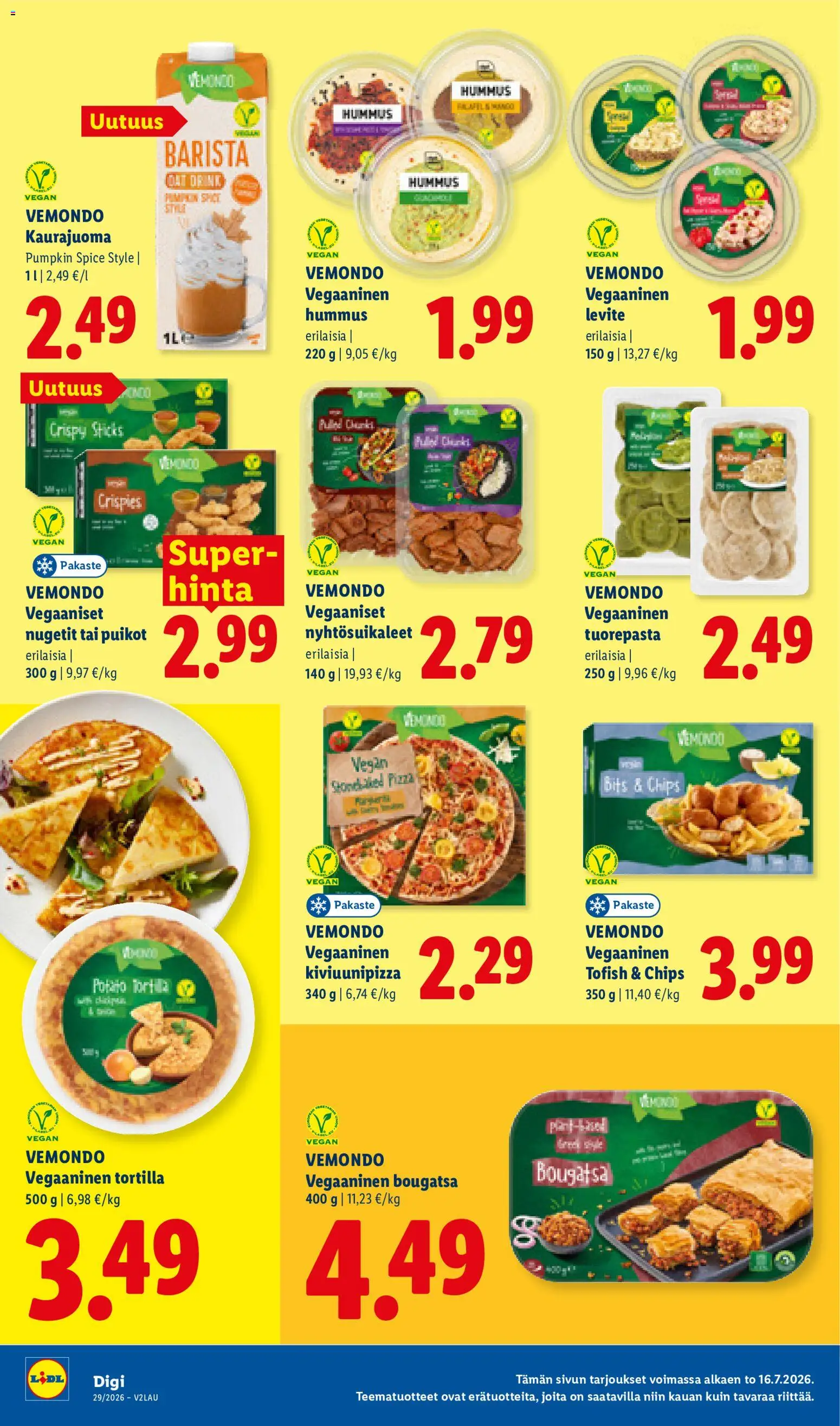 Lidl tarjoukset - Rovaniemi – voimassa 16/07/2026 alkaen | Sivu: 14 | Tuotteet: Kaurajuoma, Tuorepasta, Pasta, Tortilla
