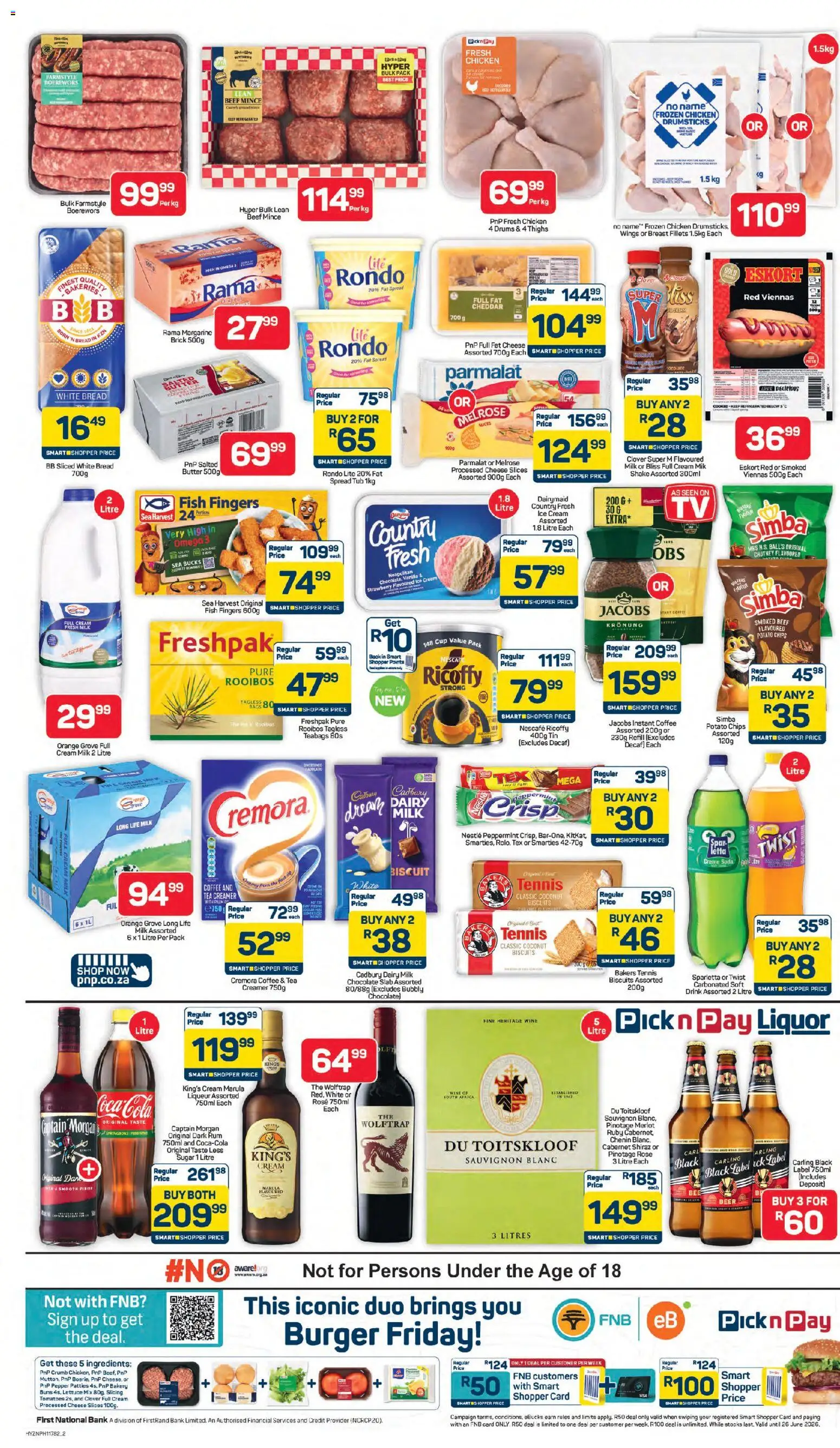 New Pick n Pay catalogue – valid from 08.06.2026 | Page: 2 | Products: Rum, Fish, Cream, Ice cream
