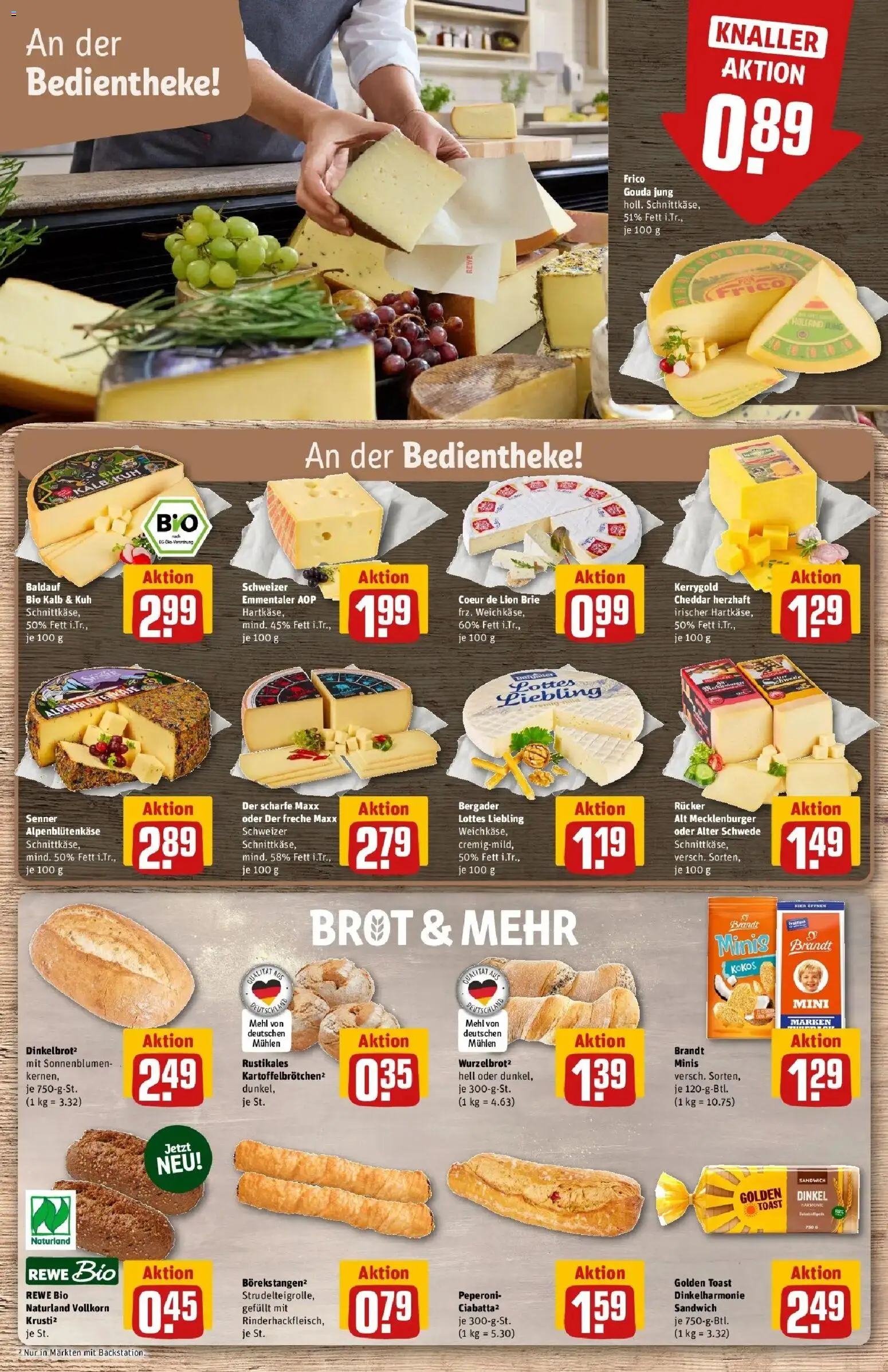 REWE Prospekt ab 10.08.2026 zum Blättern » Angebote | Seite: 9 | Produkte: Mehl, Toast, Gouda, Brot