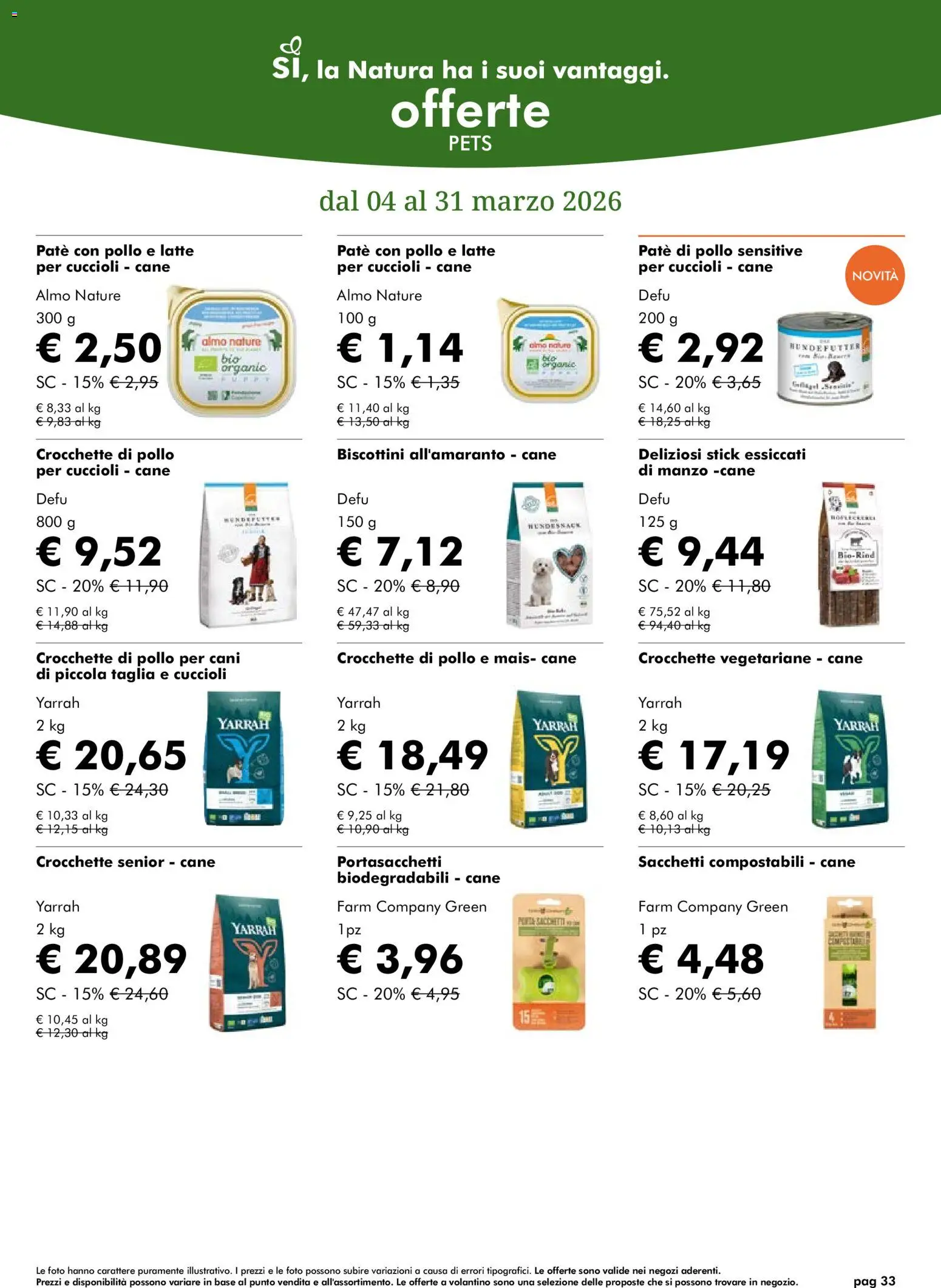 Volantino Natura Sì del 04.03.2026 | Pagina: 33 | Prodotti: Paté, Pollo, Manzo, Crocchette