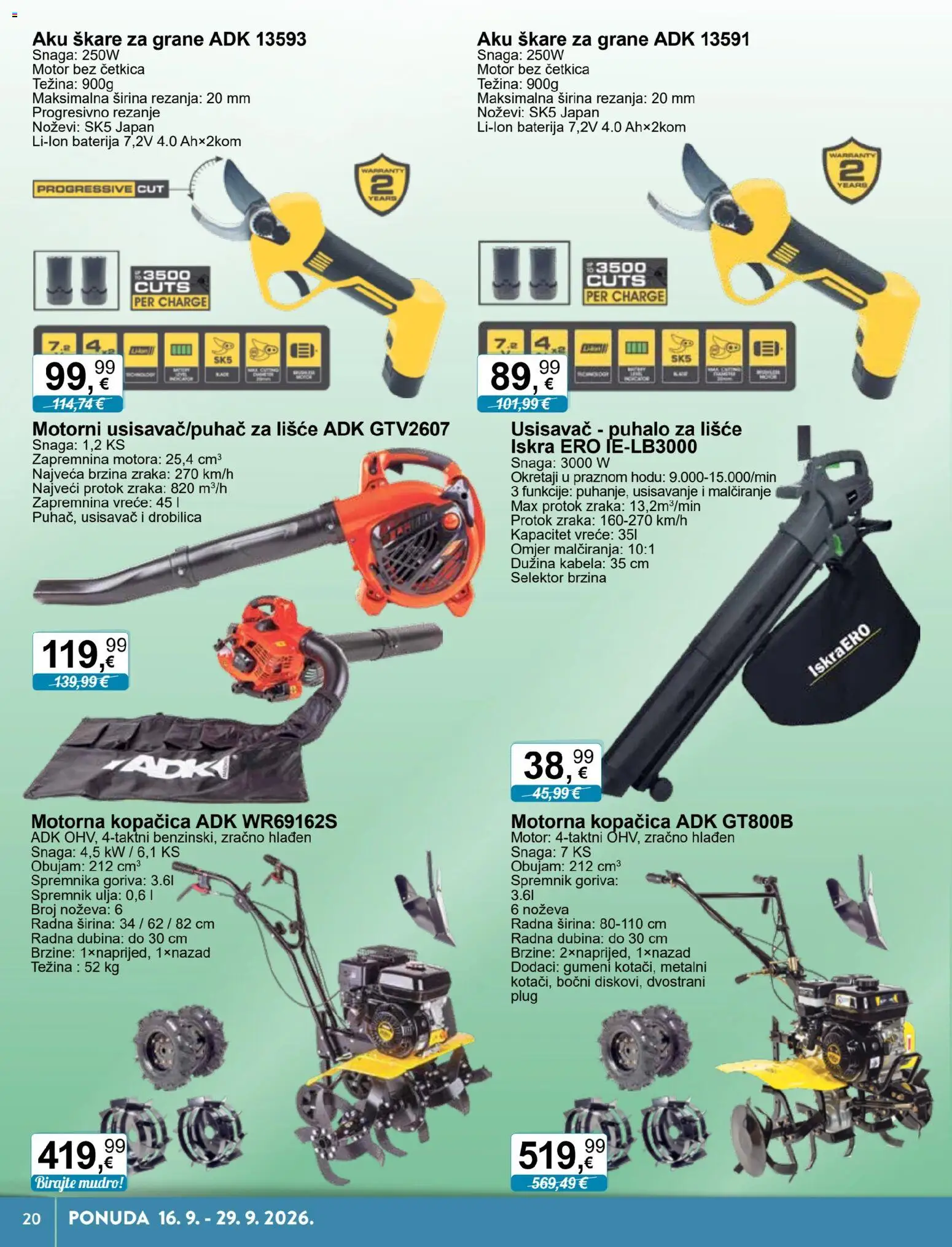 KTC katalog | vrijedi od 16.09.2026 | Stranica: 20 | Proizvodi: Skare za grane, Baterija, Škare, Noževi