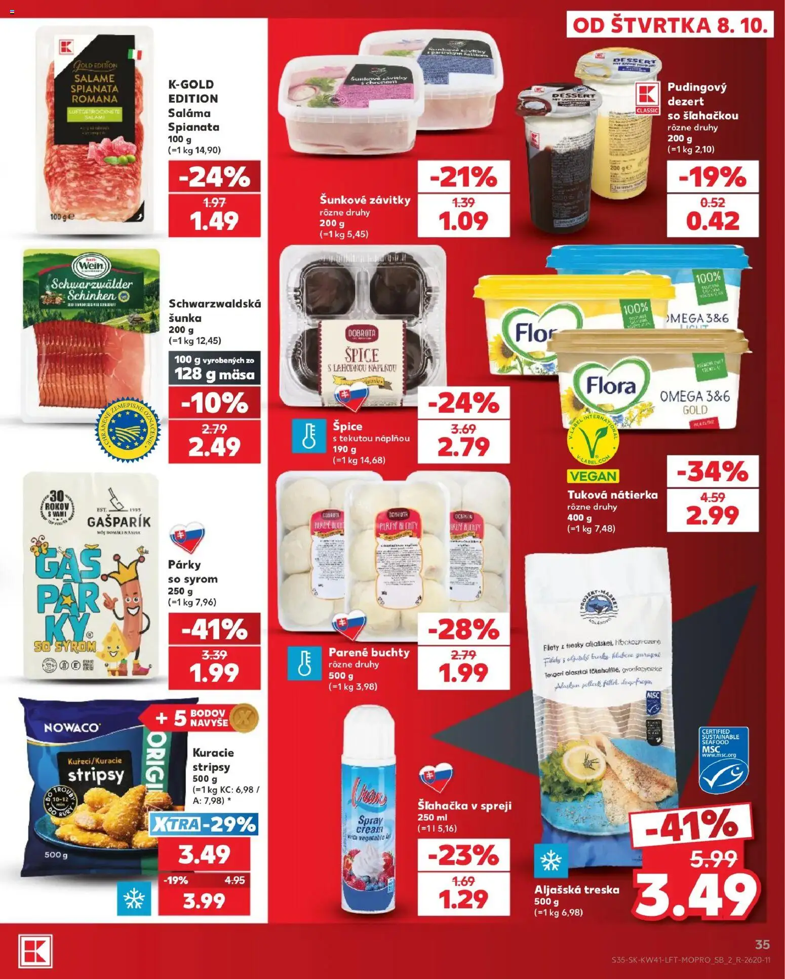 Kaufland SK akciós ujság - amely érvényes a következő dátumtól: 2026.10.08. | Oldal: 35 | Termékek: Seafood, Omega, Vegán, Só