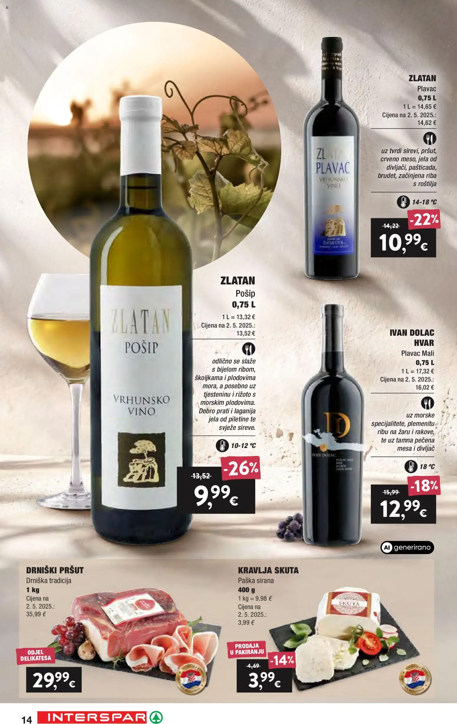 Interspar katalog | vrijedi od 16.09.2026 | Stranica: 14 | Proizvodi: Rižoto, Vino, Pršut, Riba