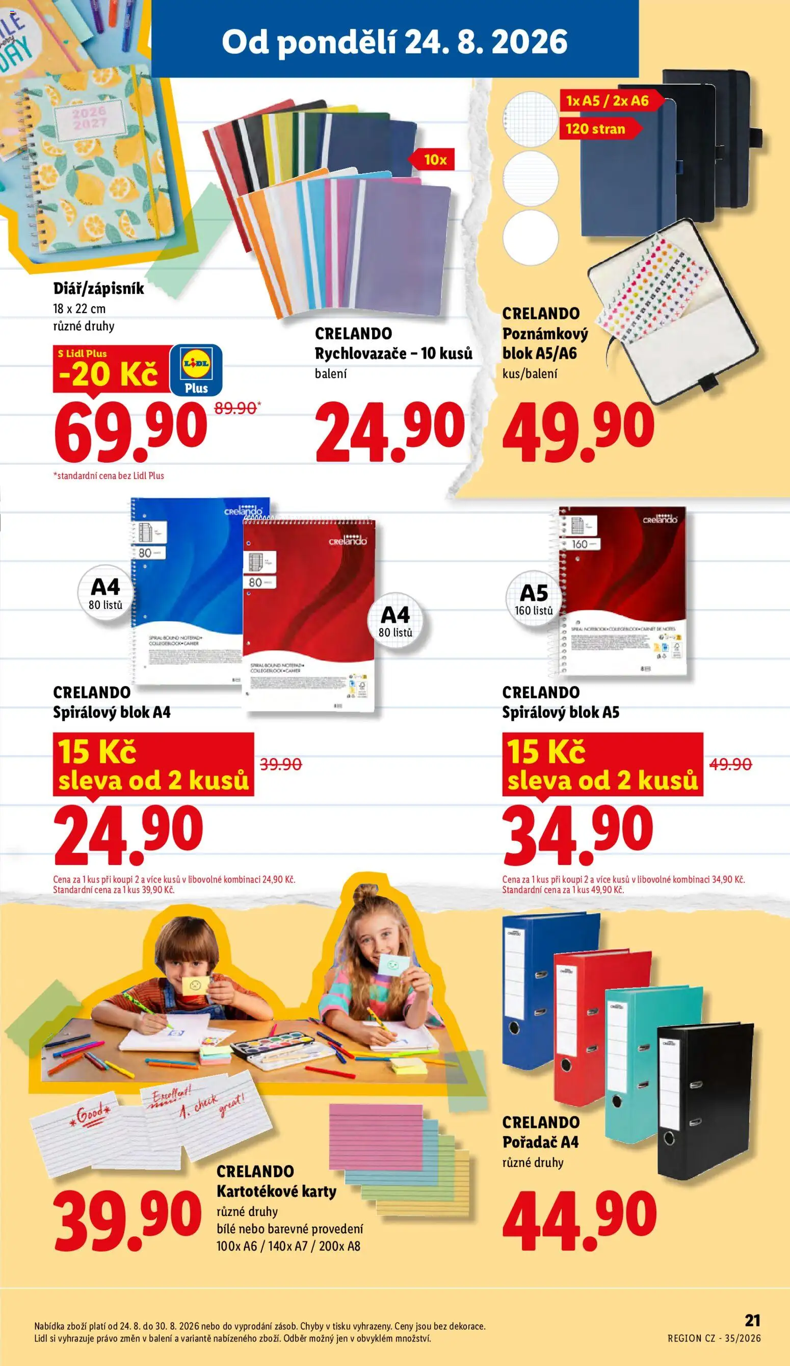 Lidl leták - Škola od 04.08.2026 | Strana: 21 | Produkty: Notebook, Blok, Karty