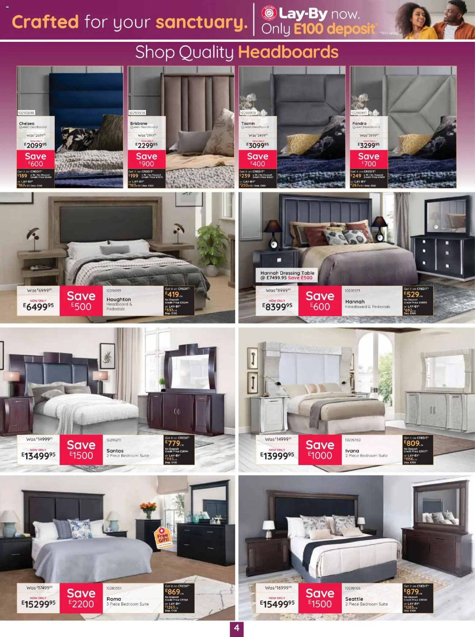 New Bradlows catalogue – valid from 17/09/2026 | Page: 4 | Products: Headboard, Table, Dressing