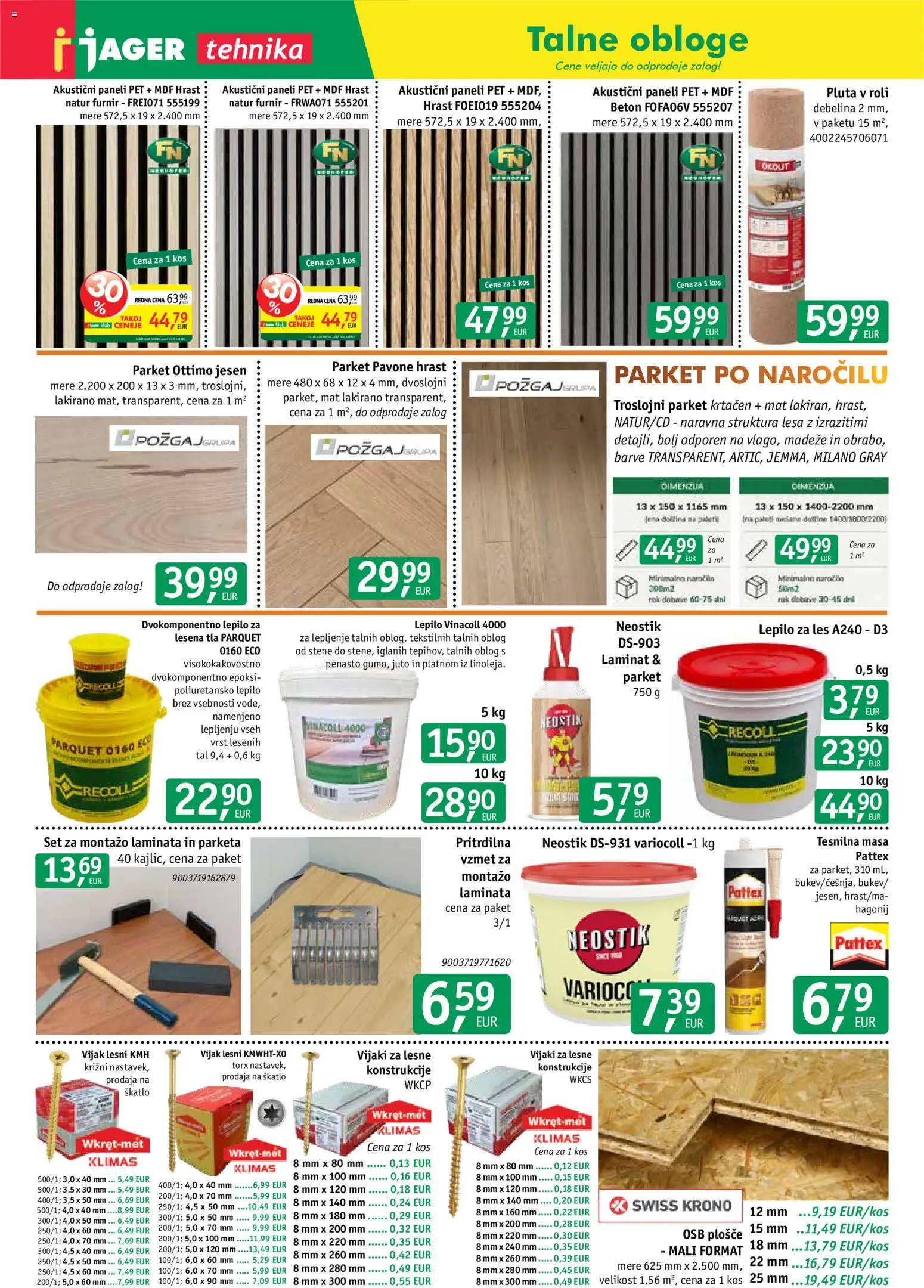 Novi Jager katalog ponudbe – veljaven od 24.06.2026 | Stran: 5 | Izdelki: Furnir, Kos, Lepilo, Beton