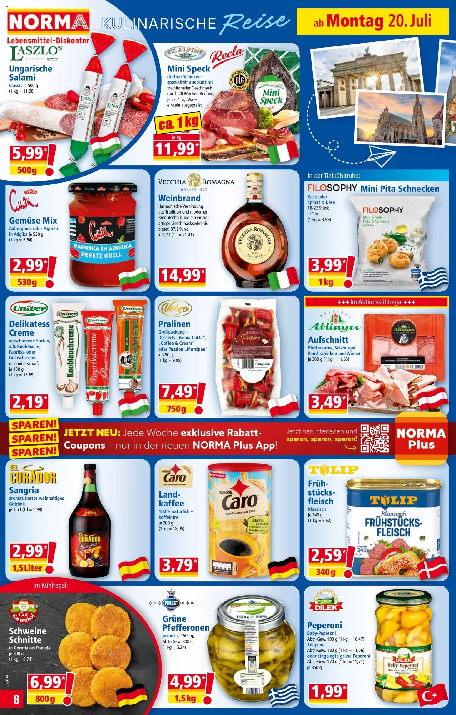 Norma Flugblatt gültig ab 20.07.2026 | Seite: 8 | Produkte: Gemüse, Grill, Kaffee, Schinken