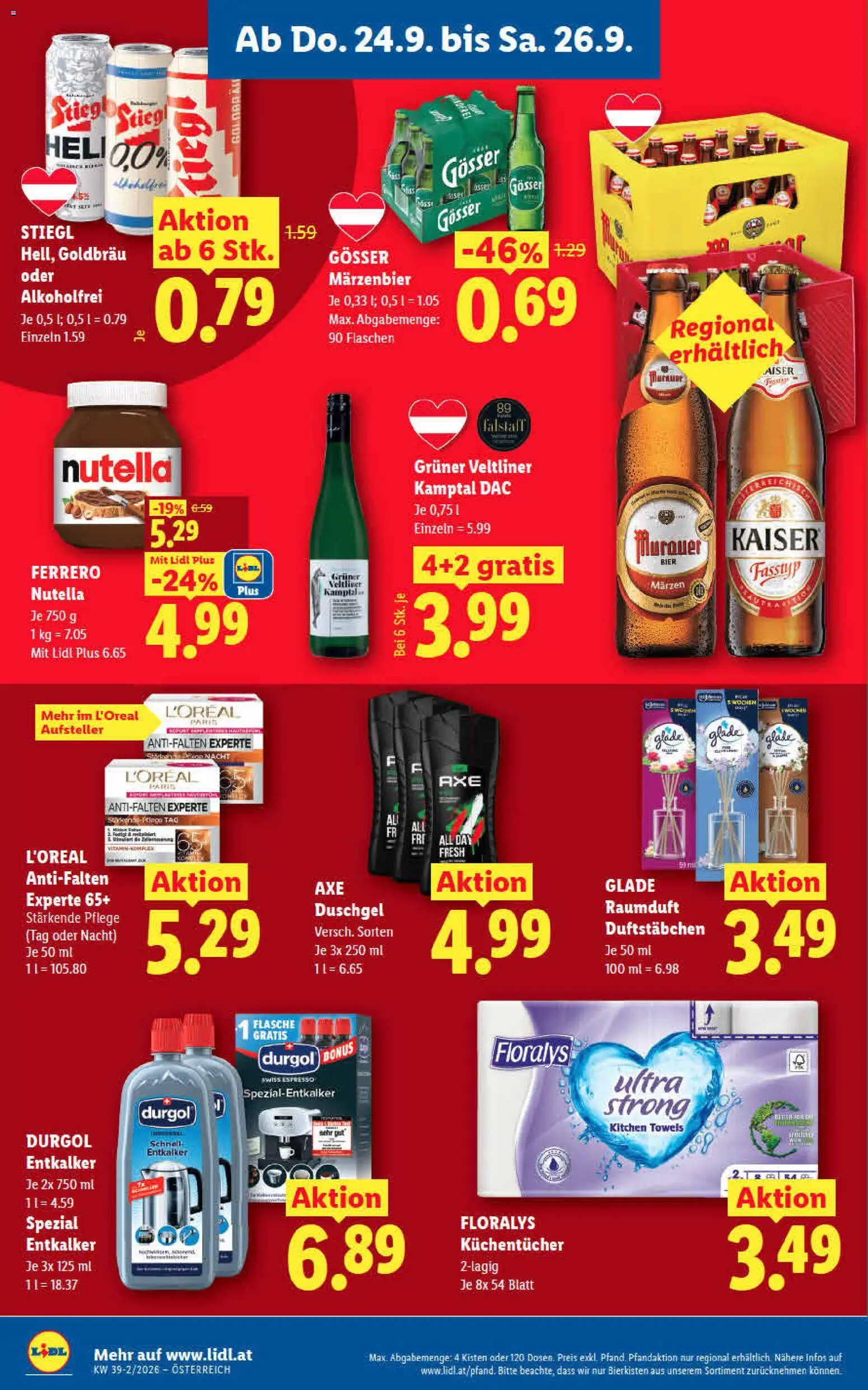 Lidl - Flugblatt gültig ab 24.09.2026 | Seite: 18 | Produkte: Nutella, Bier, Duschgel