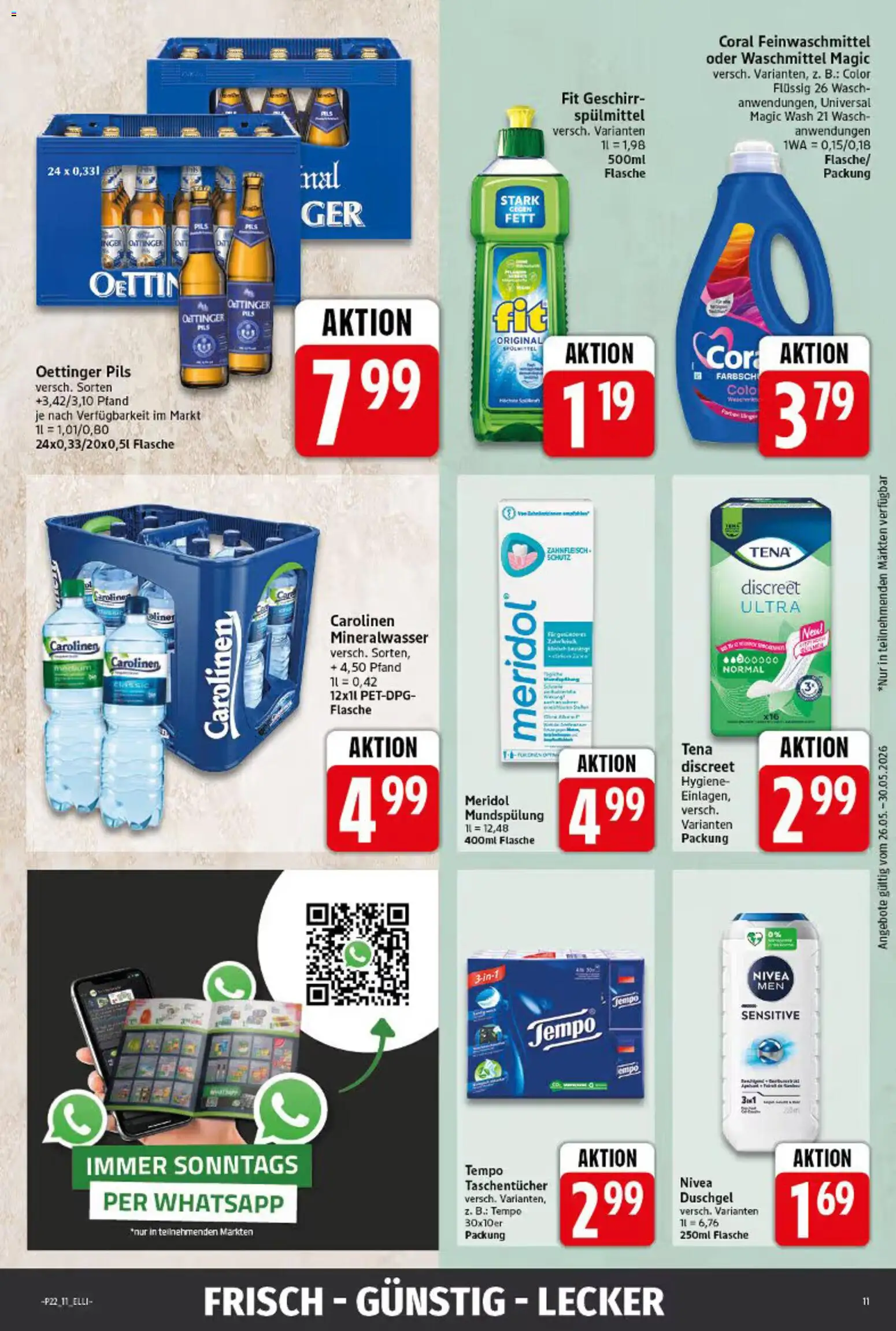 Elli Markt Prospekt – gültig ab 26.05.2026 | Seite: 11 | Produkte: Pils, Duschgel, Waschmittel, Tempo