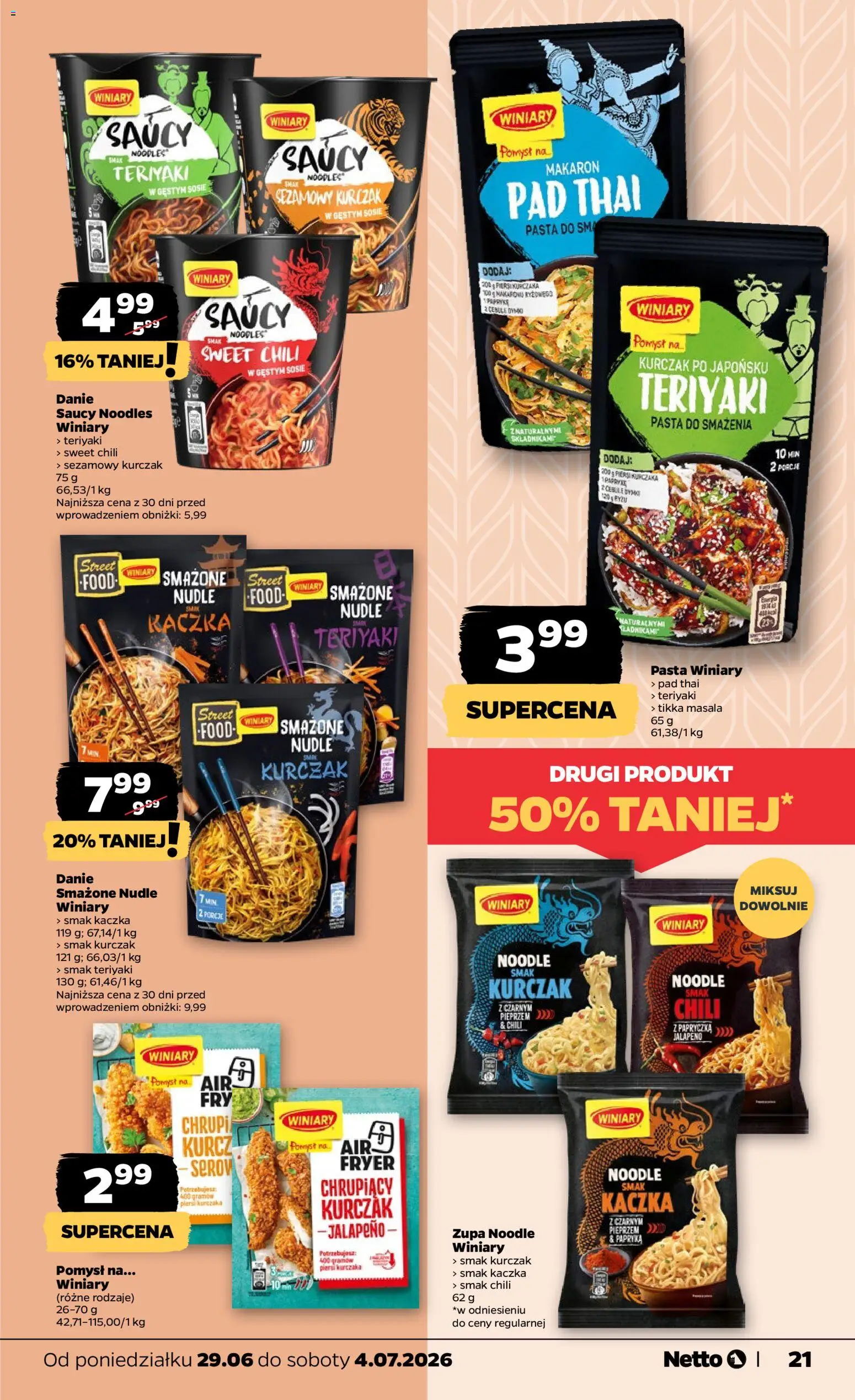 Netto gazetka od poniedziałku spożywcza od 29.06.2026 | Strona: 21 | Produkty: Chili, Kurczak, Makaron, Cebule
