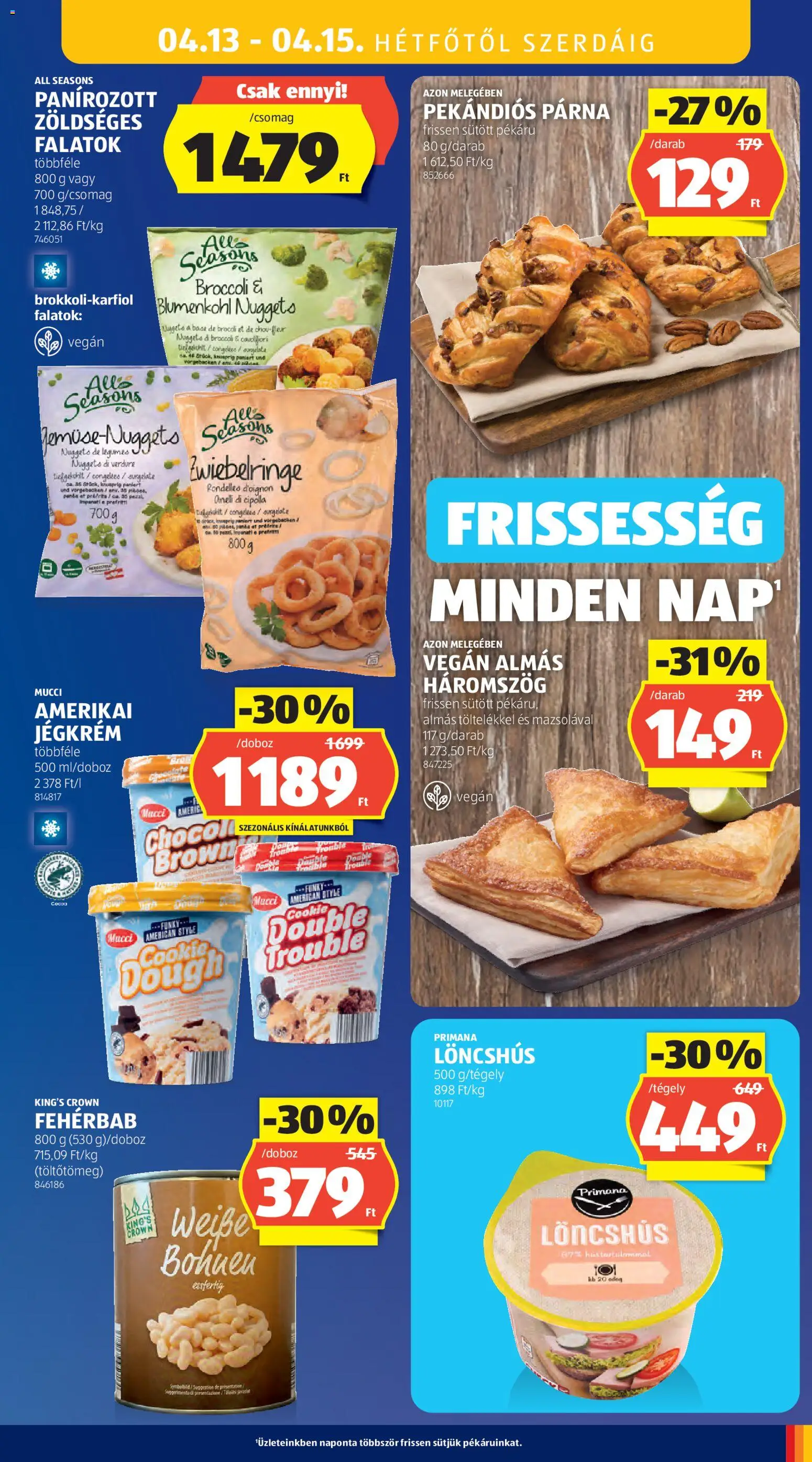 Aldi akciós ujság - amely érvényes a következő dátumtól: 09.04.2026 | Oldal: 35 | Termékek: Párna, Nuggets, Doboz, Vegán