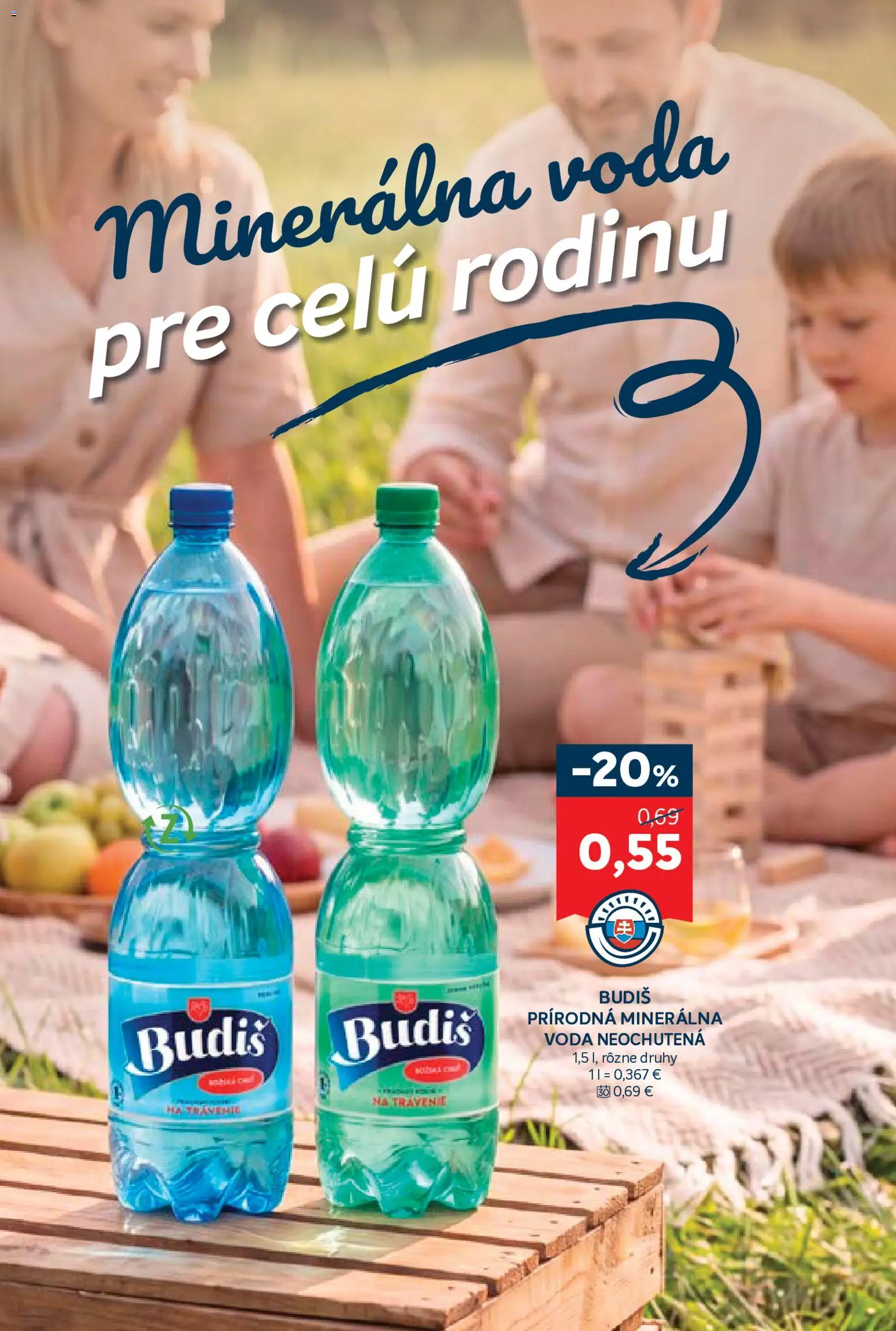 Nové Kraj akcie – leták je platný od 20.08.2026 | Strana: 12 | Produkty: Budiš, Voda, Minerálna voda