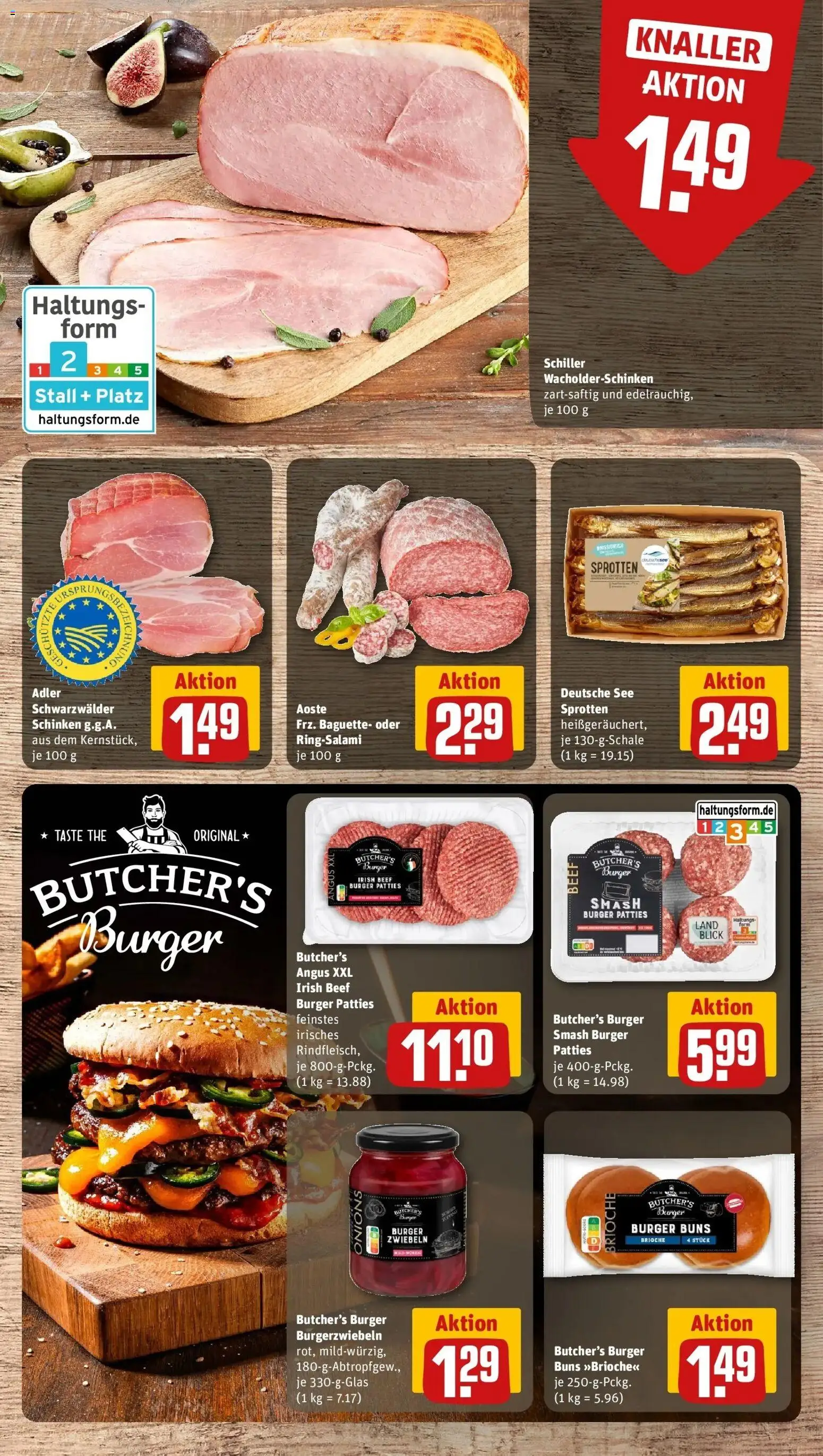 REWE Prospekt ab 24.08.2026 zum Blättern » Angebote | Seite: 8 | Produkte: Burger, Baguette, Zwiebeln, Schinken