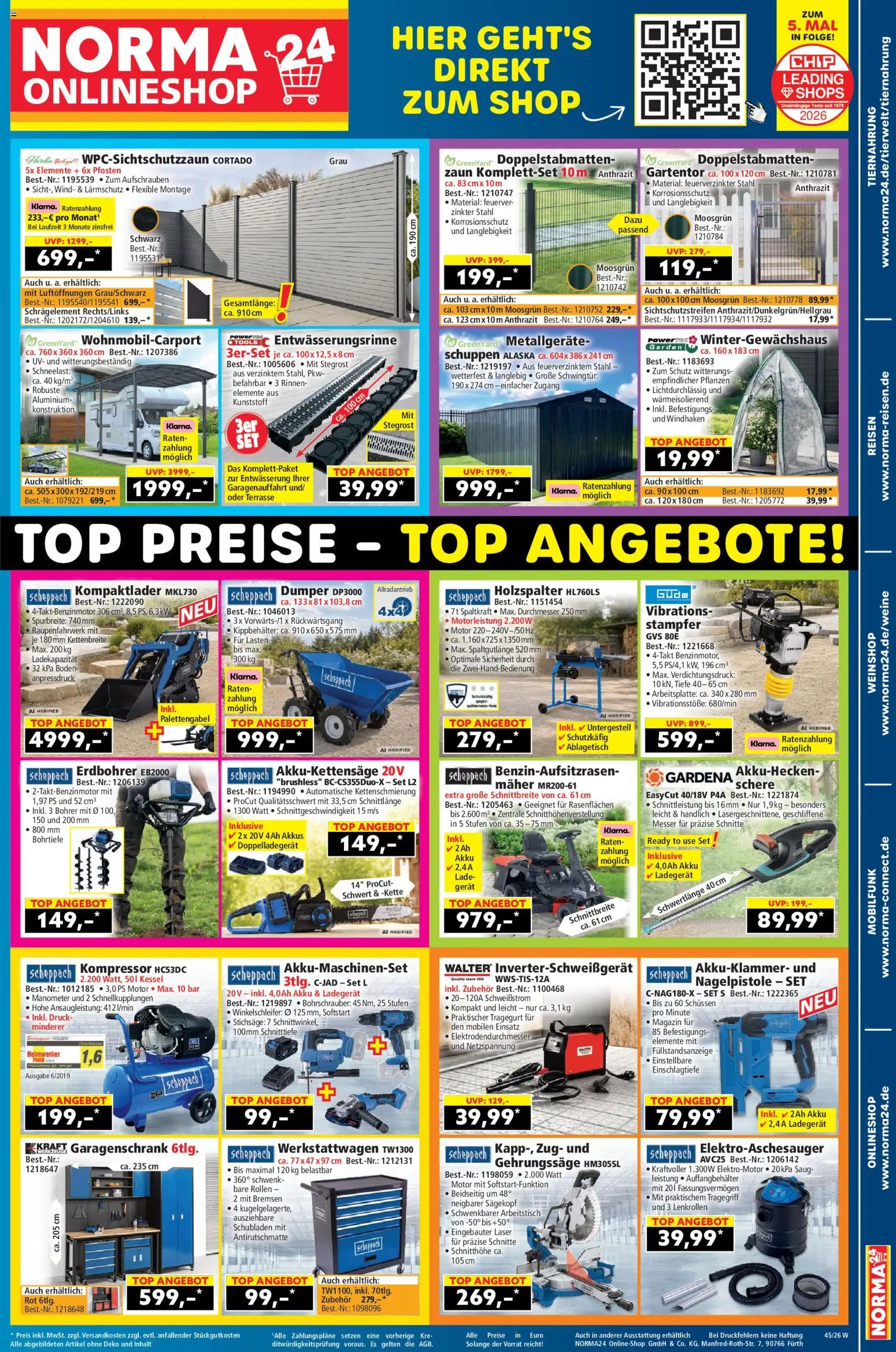 Norma Onlineshop – gültig ab 02.11.2026 | Seite: 1 | Produkte: Top, Manometer, Arbeitstisch, Magazin