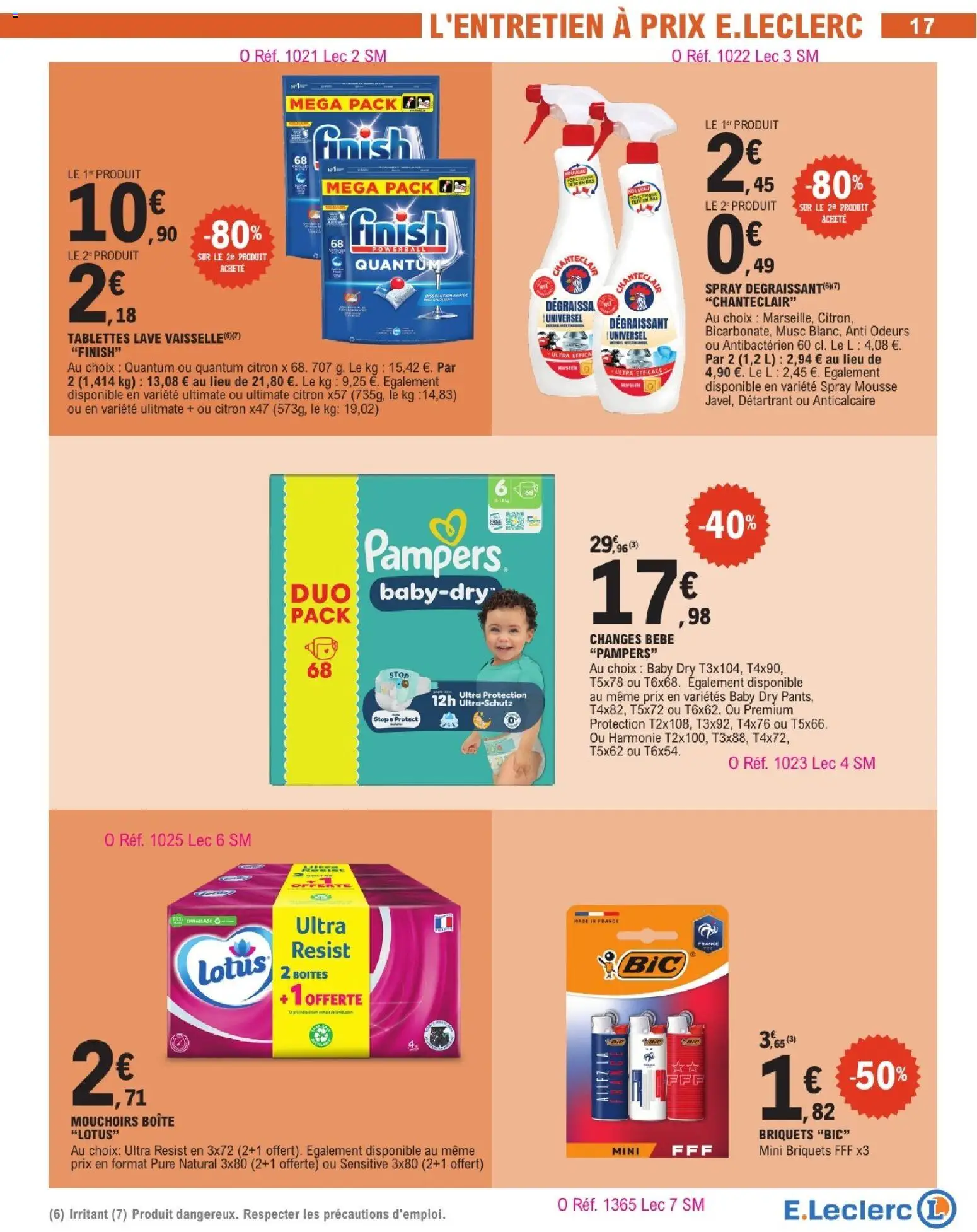 {H1} | Page: 17 | Produits: Citron, Pampers, Mousse, Mouchoirs