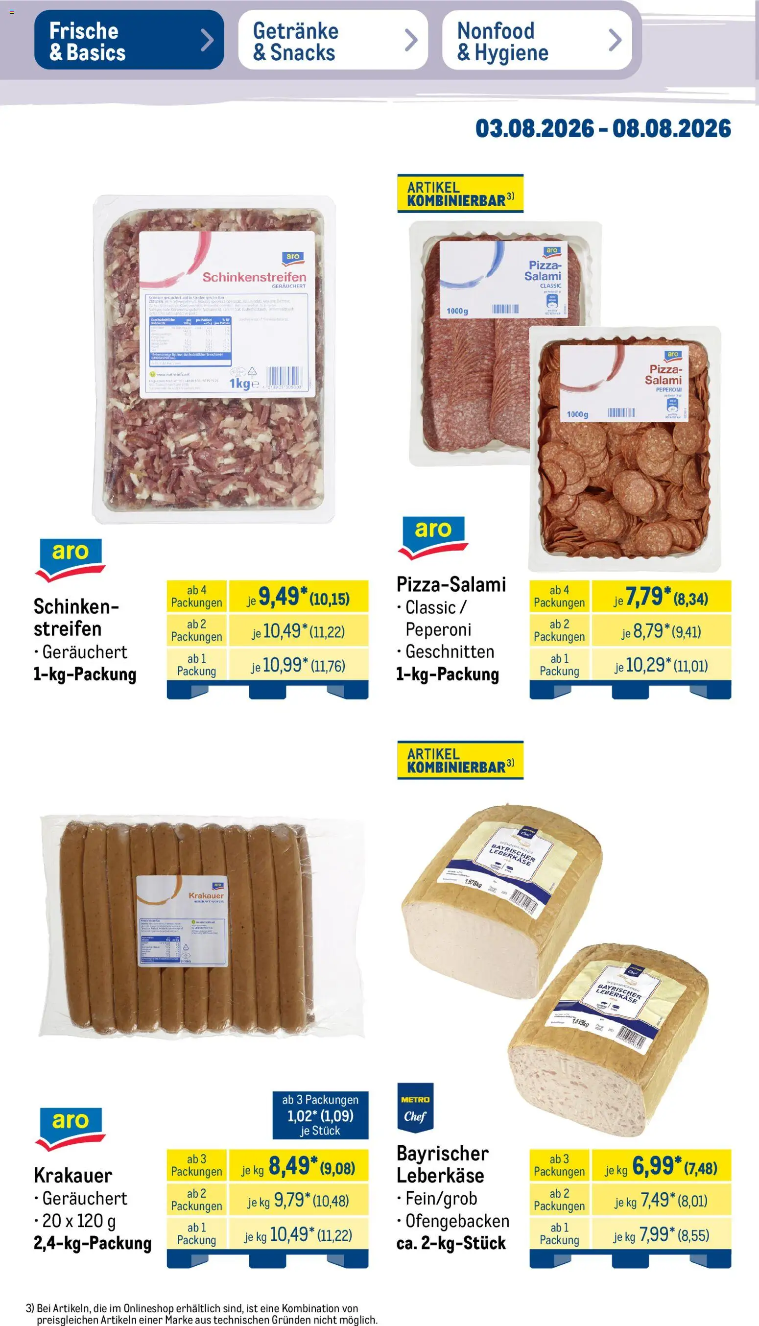 Metro Non Food & Hygiene – gültig ab 03.08.2026 | Seite: 41 | Produkte: Salami, Schinken, Pizza, Leberkase