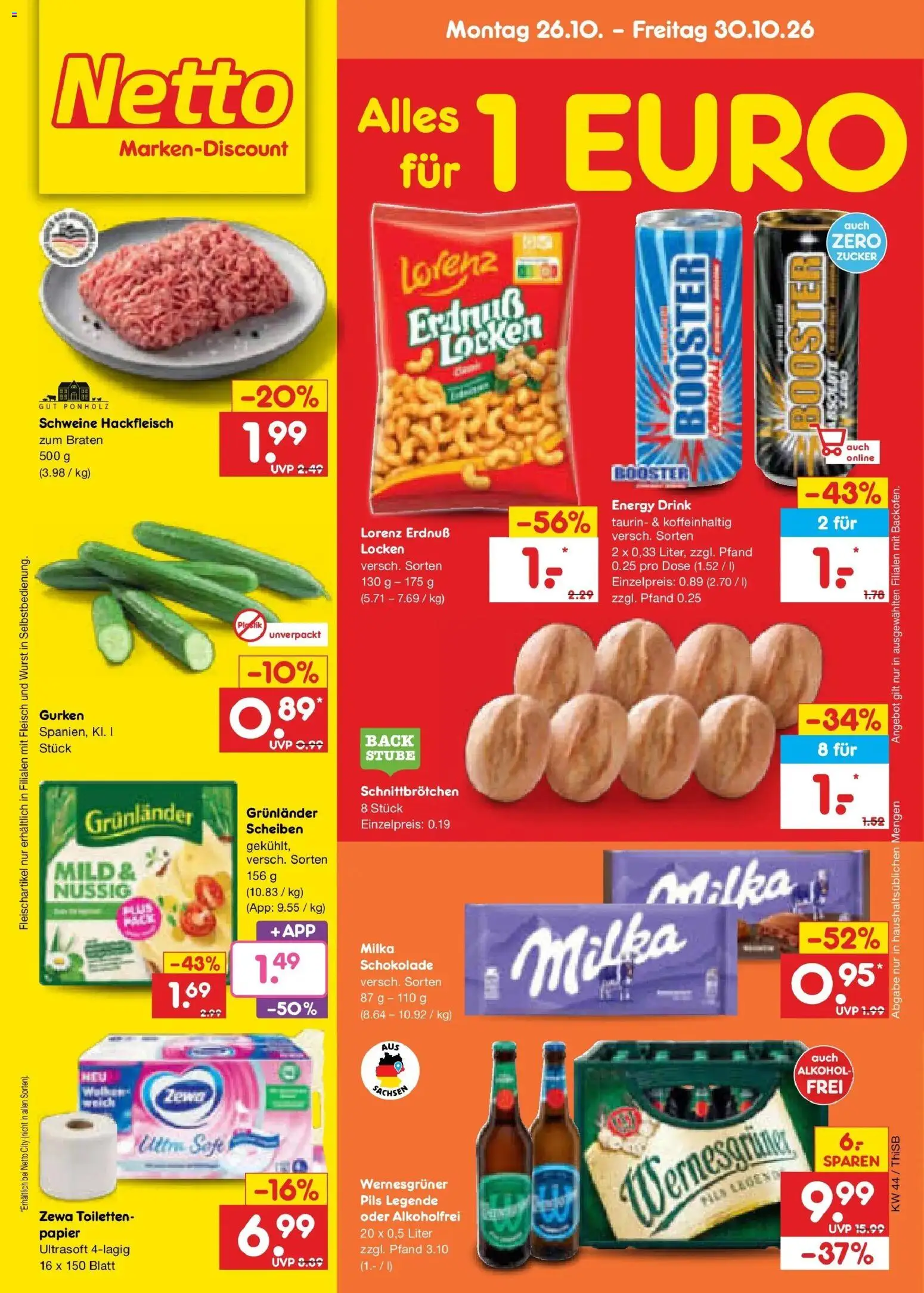 Netto Marken-Discount Prospekt Pirna (ab 26.10.2026) » Angebote | Seite: 5 | Produkte: Schokolade, Zewa, Zucker, Hackfleisch