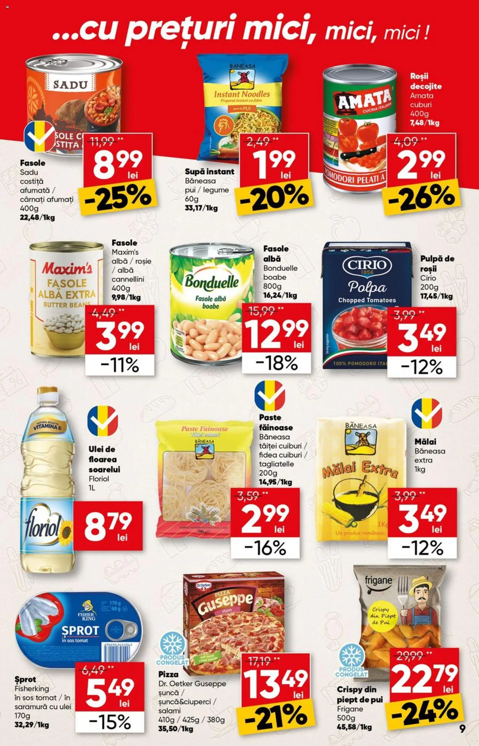 Noul catalog Profi – valabil de la 24.06.2026 | Pagină: 9 | Produse: Mici, Pizza, Legume, Cârnați