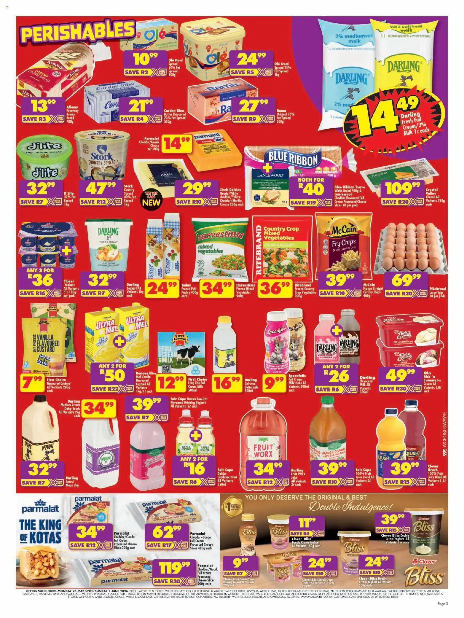 New Shoprite catalogue – valid from 25.05.2026 | Page: 3 | Products: Toaster, Butter, Cheese, Fat spread