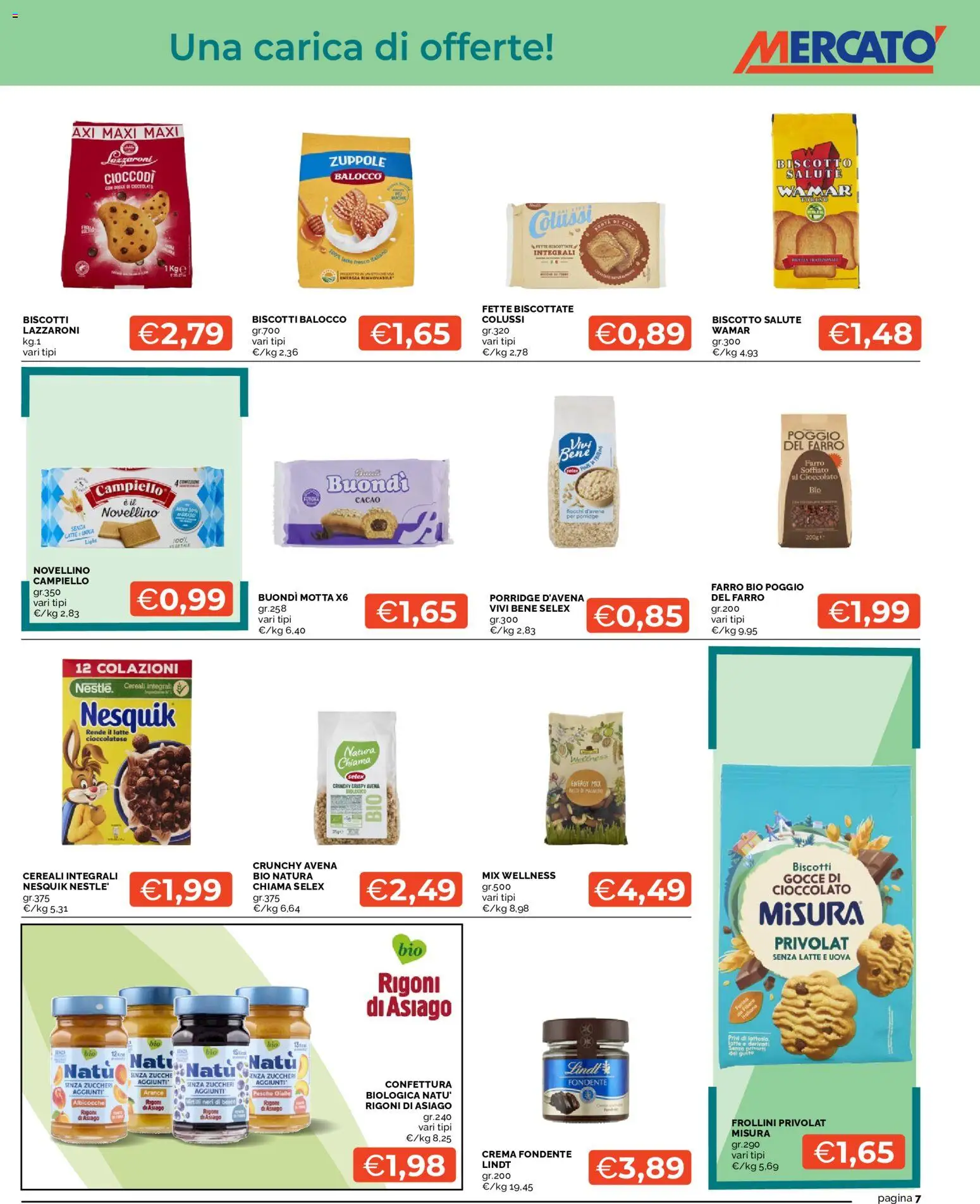 Volantino Mercatò del 24/08/2026 | Pagina: 7 | Prodotti: Uova, Fiocchi, Albicocche, Fiocchi d'avena