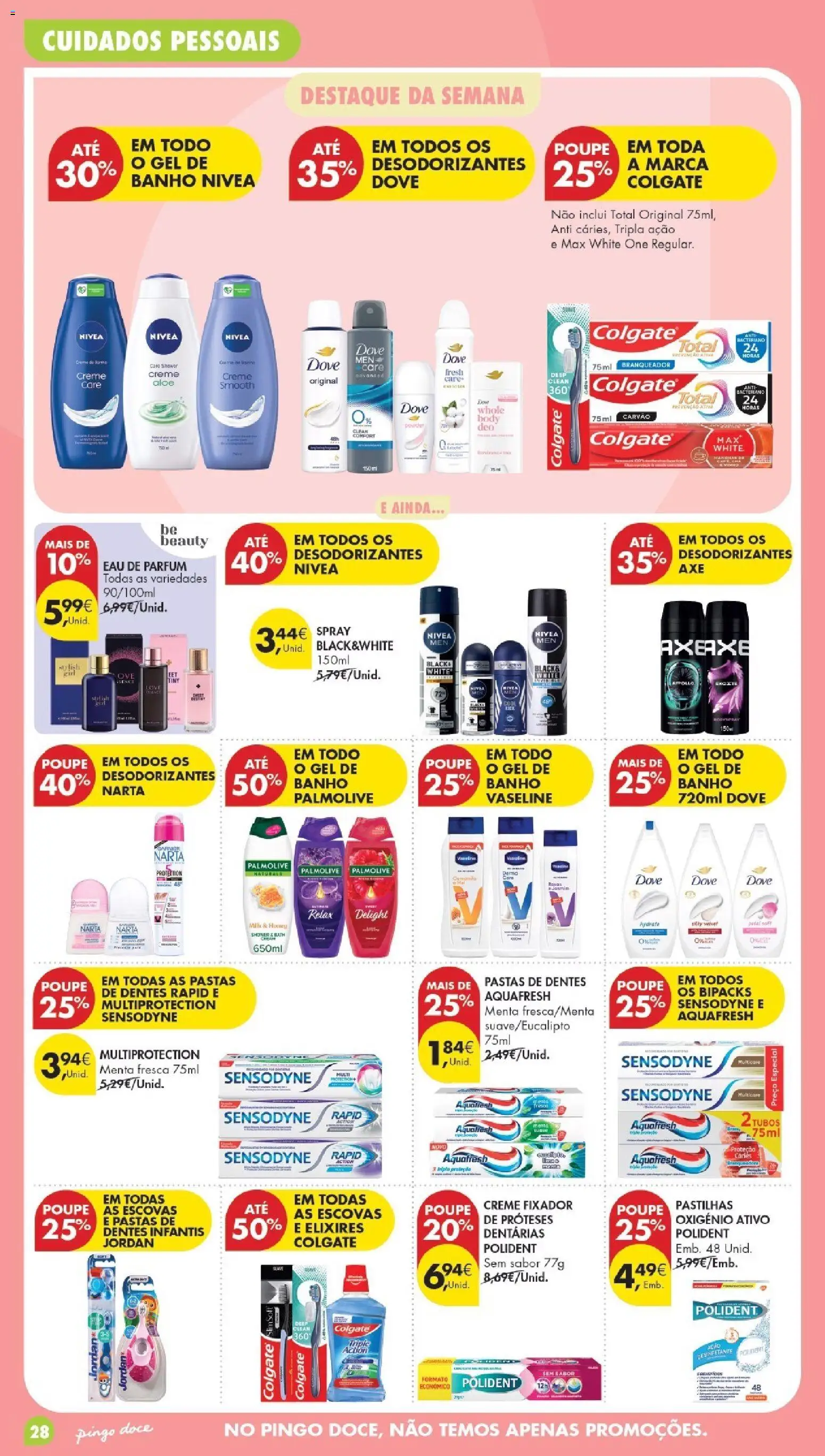 Pingo Doce Poupe Esta Semana Madeira │ válido de 28/07/2026 | Página: 28 | Produtos: Gel de banho, Banho, Fixador, Creme