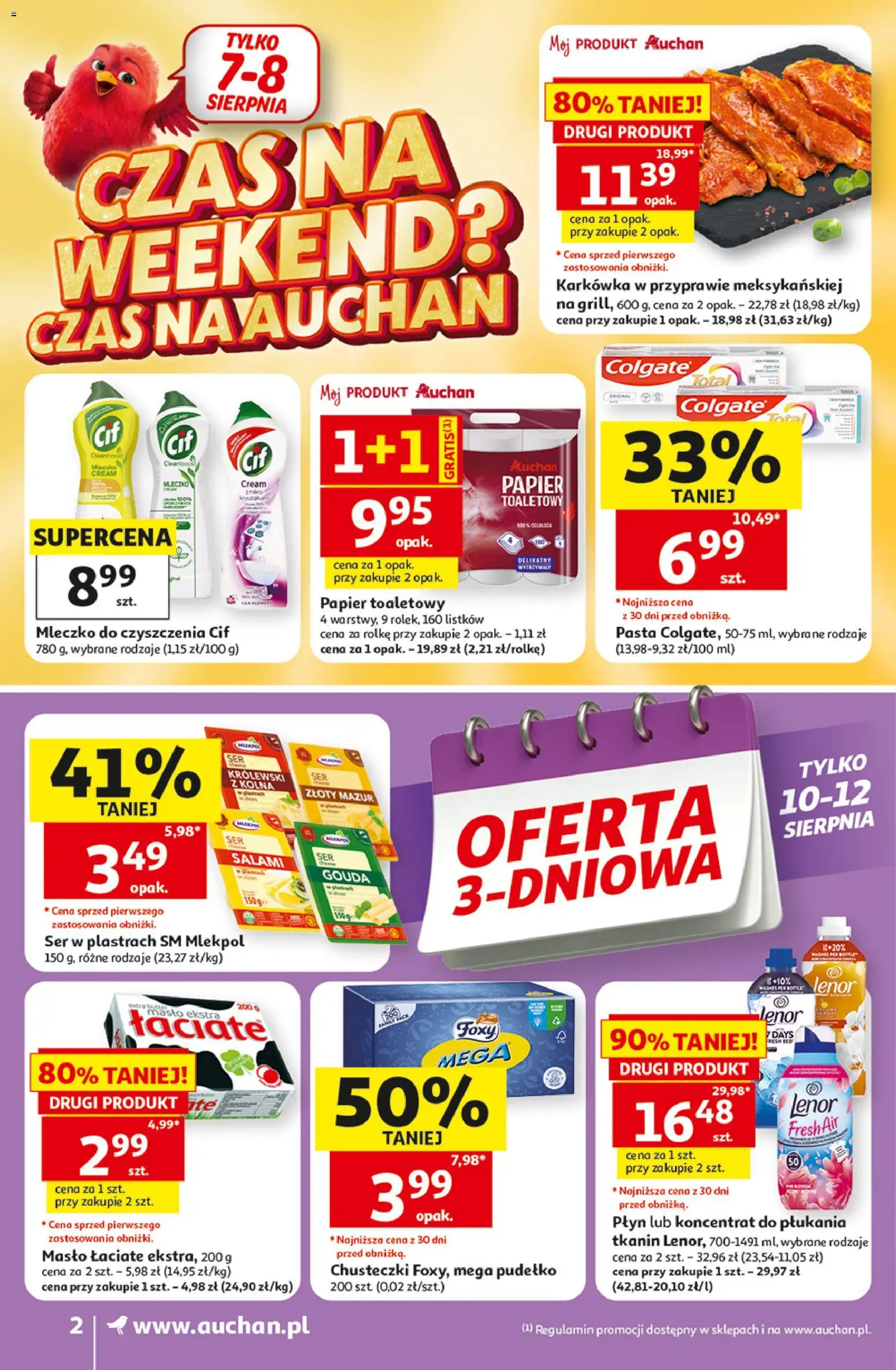 Auchan gazetka od 06.08.2026 | Strona: 2 | Produkty: Karkówka, Pudełko, Ser, Body