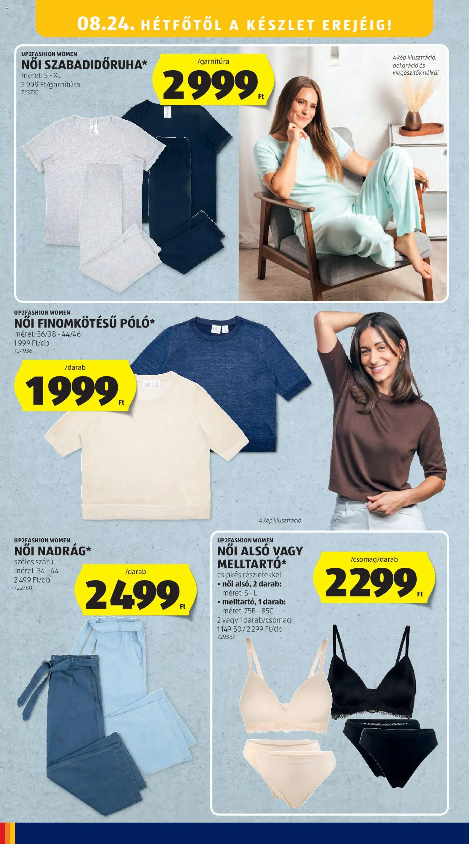 Aldi akciós ujság - amely érvényes a következő dátumtól: 2026.08.21. | Oldal: 14 | Termékek: Női alsó, Dekoráció