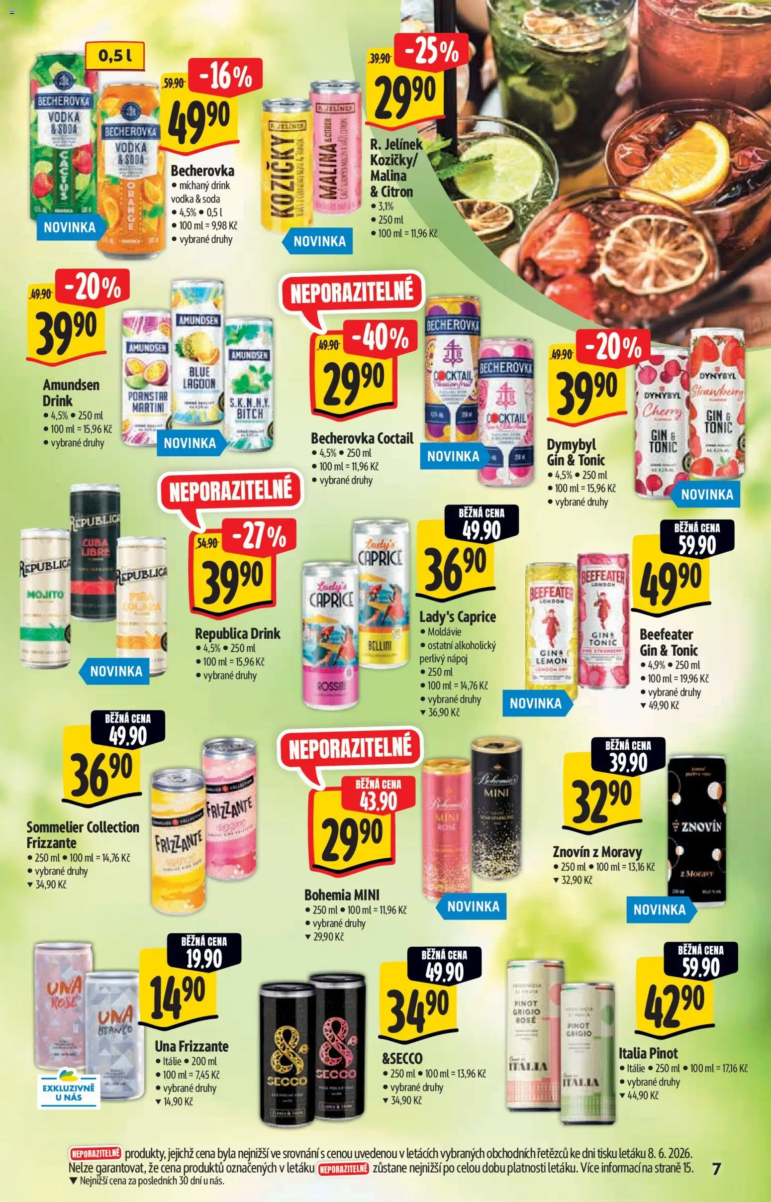 Albert katalog - Hypermarket - Léto od 17.06.2026 | Strana: 7 | Produkty: Tonic, Becherovka, Jelínek, Pinot Grigio