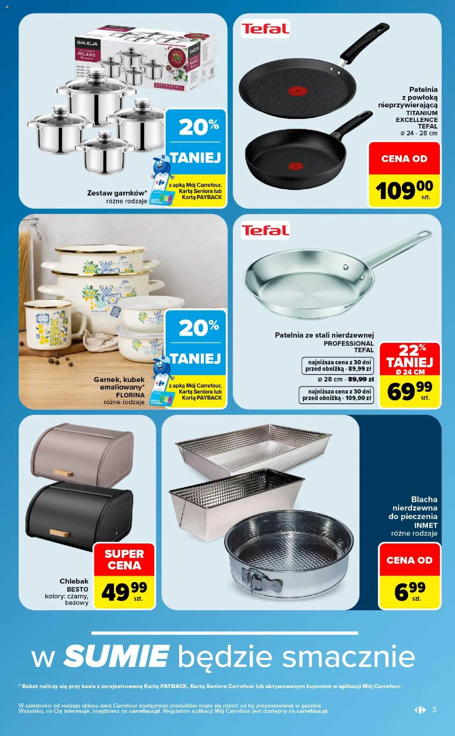 Carrefour gazetka - Same okazje od 24.08.2026 | Strona: 3 | Produkty: Karta, Patelnia z powłoką nieprzywierającą, Patelnia, Tefal