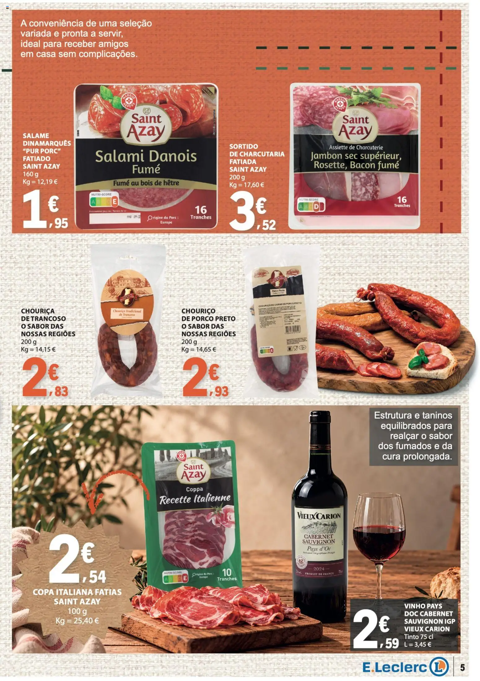 E.Leclerc folheto da Nossa Marca │ válido de 01/11/2026 | Página: 5 | Produtos: Salame, Chouriço, Carne de porco, Carne