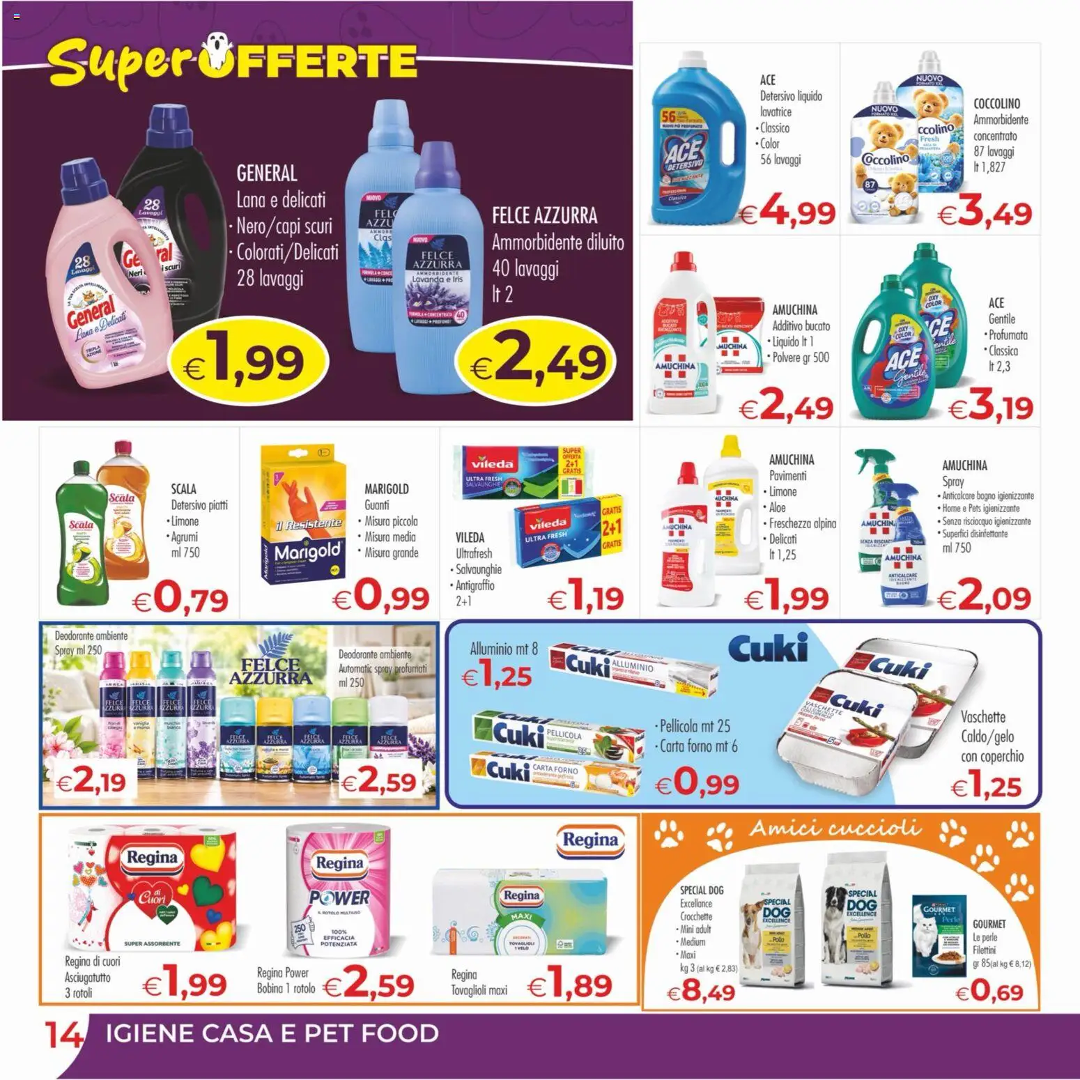 Volantino MerSi Supermercati del 21/10/2026 | Pagina: 14 | Prodotti: Piatti, Crocchette, Lavatrice, Scala