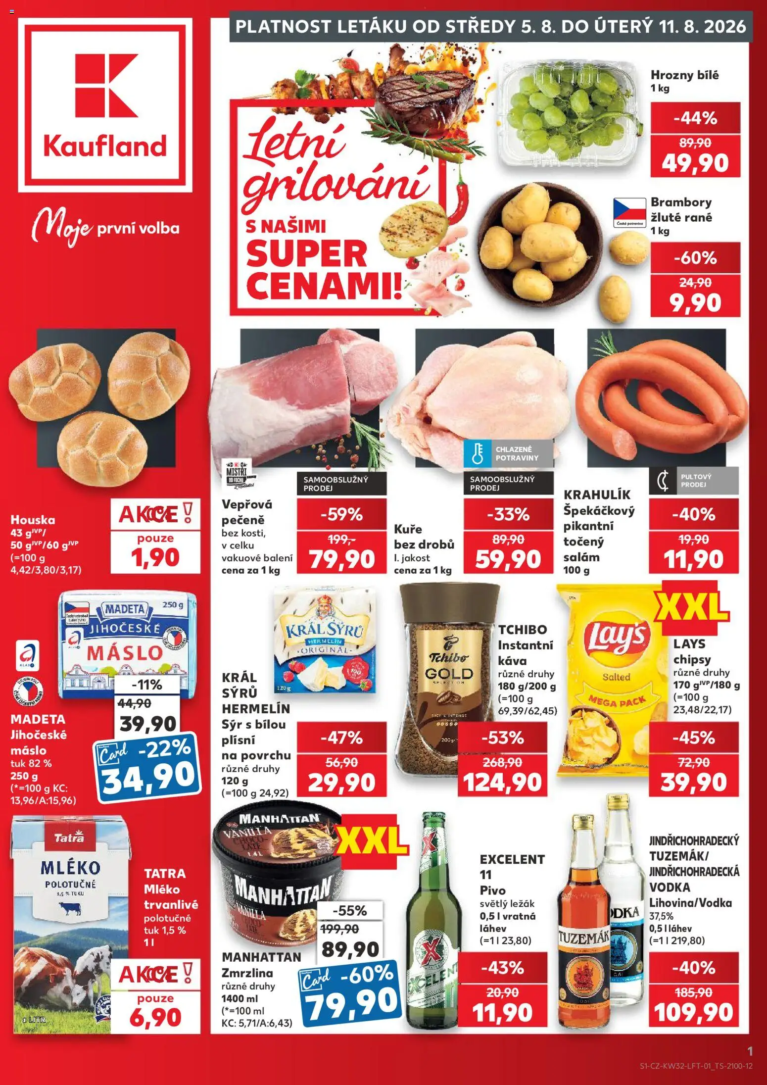Kaufland leták - Plzeň Bory od 05.08.2026 | Strana: 1 | Produkty: Instantní káva, Manhattan, Lahve, Manhattan zmrzlina