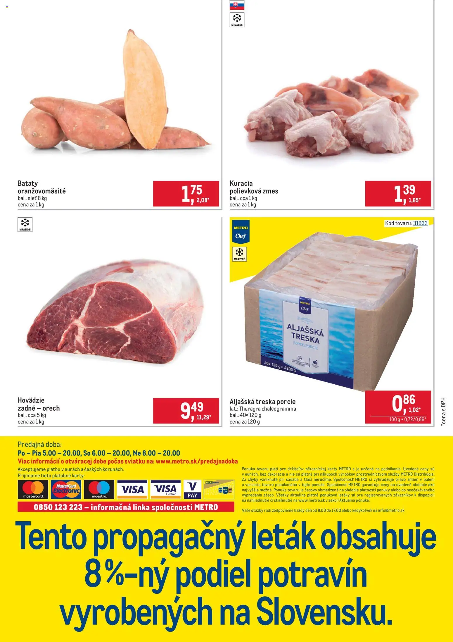 Nové Metro akcie – leták je platný od 26.08.2026 | Strana: 6 | Produkty: Hovädzie zadné, Aljašská treska, Batáty, Treska
