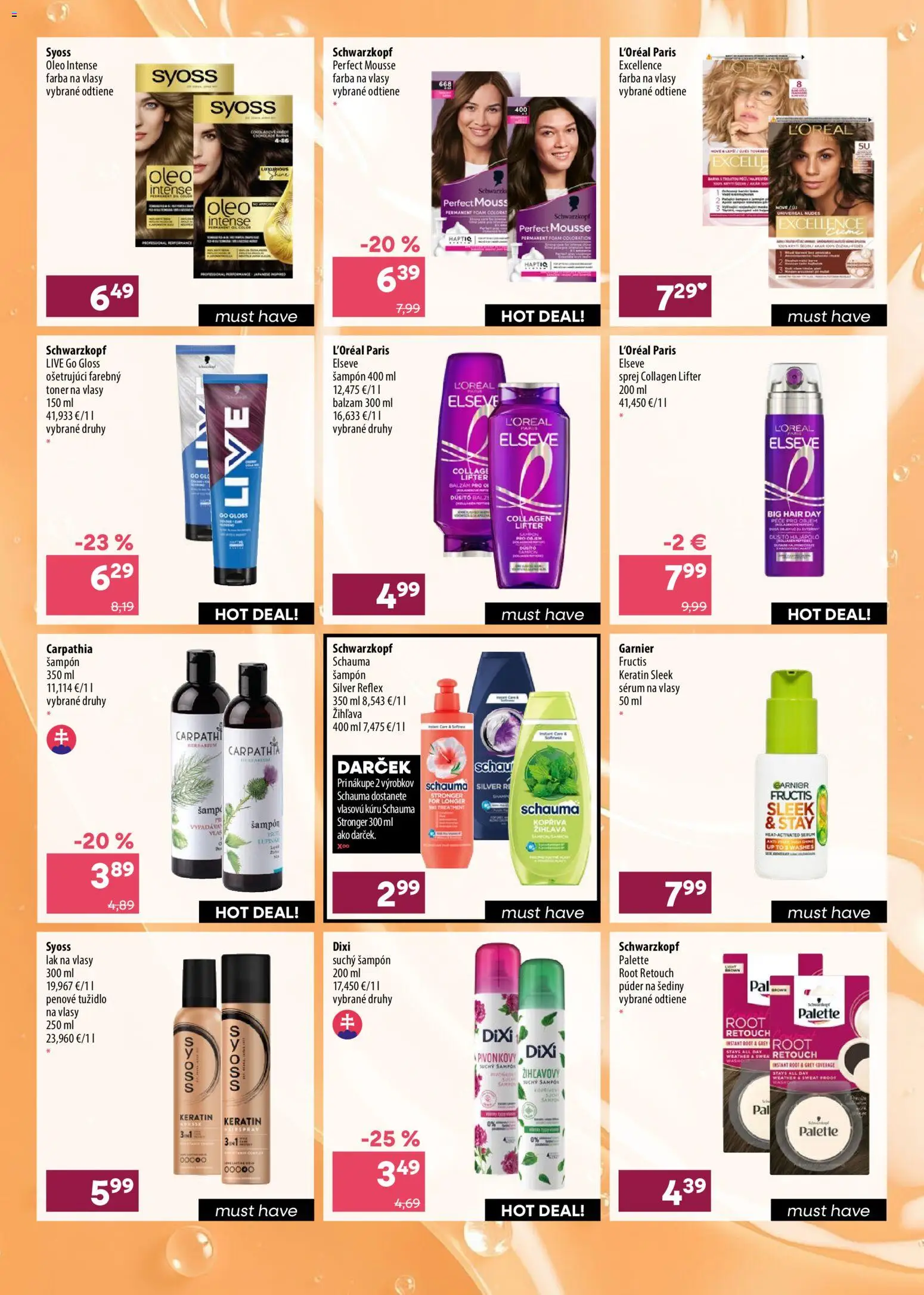 Nové 101 drogerie akcie – leták je platný od 22.07.2026 | Strana: 11 | Produkty: Púder, Šampón, Lak na vlasy, Farba na vlasy