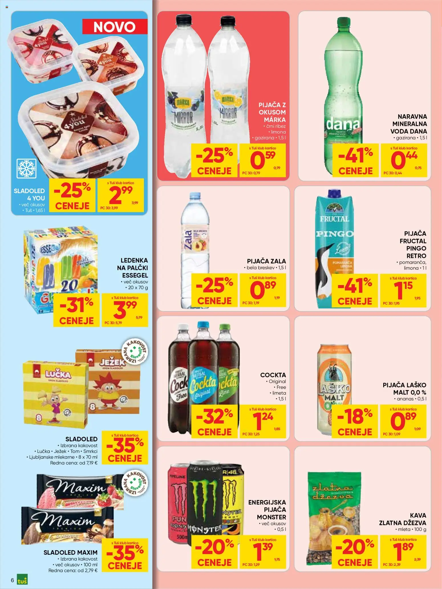 Novi Tuš katalog ponudbe – veljaven od 20.05.2026 | Stran: 6 | Izdelki: Limeta, Ananas, Voda, Limona