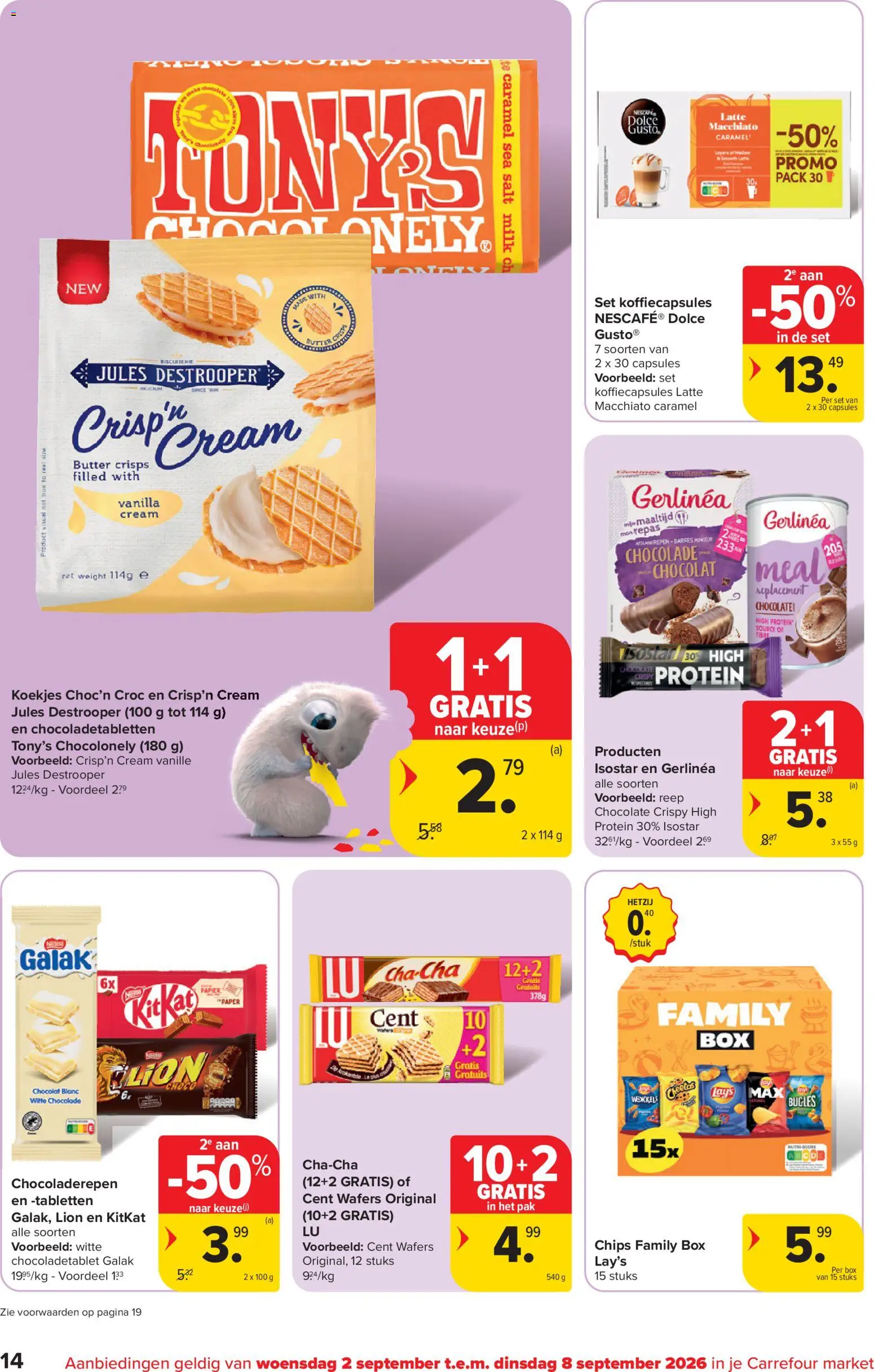 {H1} | Pagina: 14 | Producten: Chips, Witte chocolade, Vanille, Chocolade