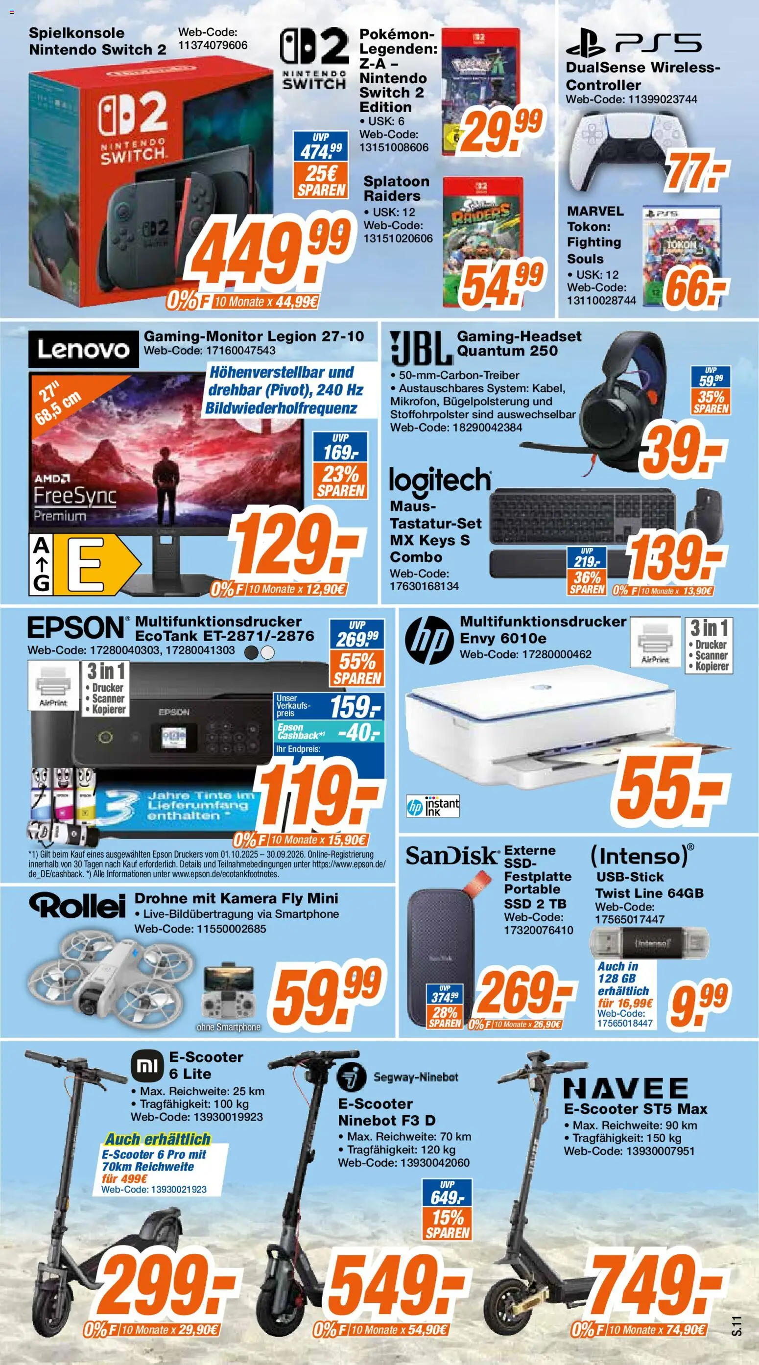 Expert Giessen – gültig ab 02.08.2026 | Seite: 11 | Produkte: Kamera, Spielkonsole, Epson, Drohne