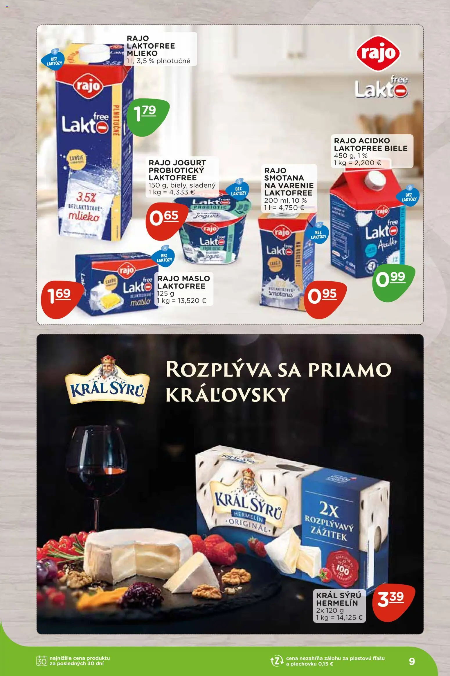 Nové Terno akcie – leták je platný od 07.09.2026 | Strana: 9 | Produkty: Maslo, Smotana, Hermelín, Acidko