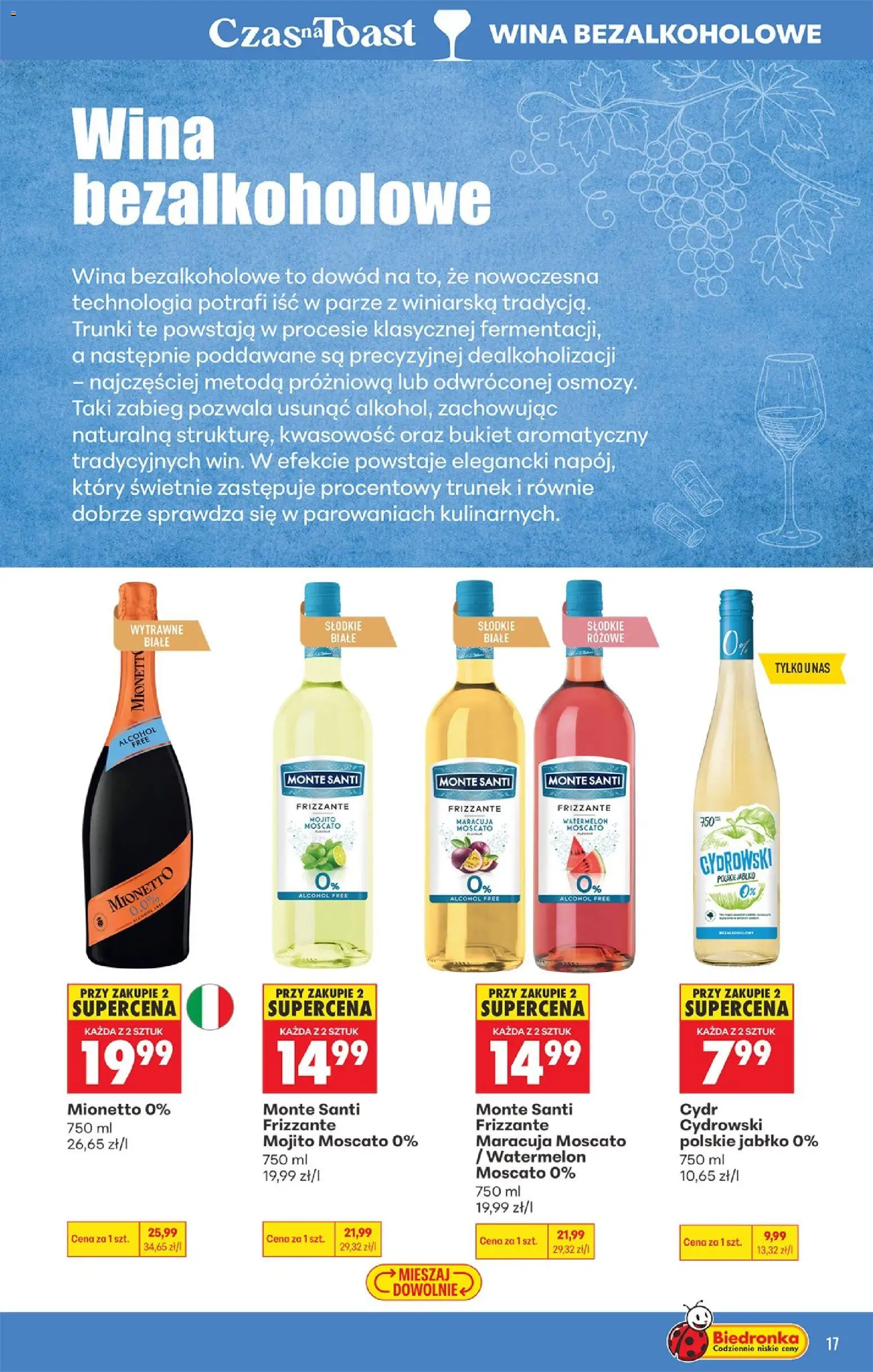 Biedronka gazetka - Czas na toast od 05.10.2026 | Strona: 17 | Produkty: Mojito, Cydr, Monte Santi
