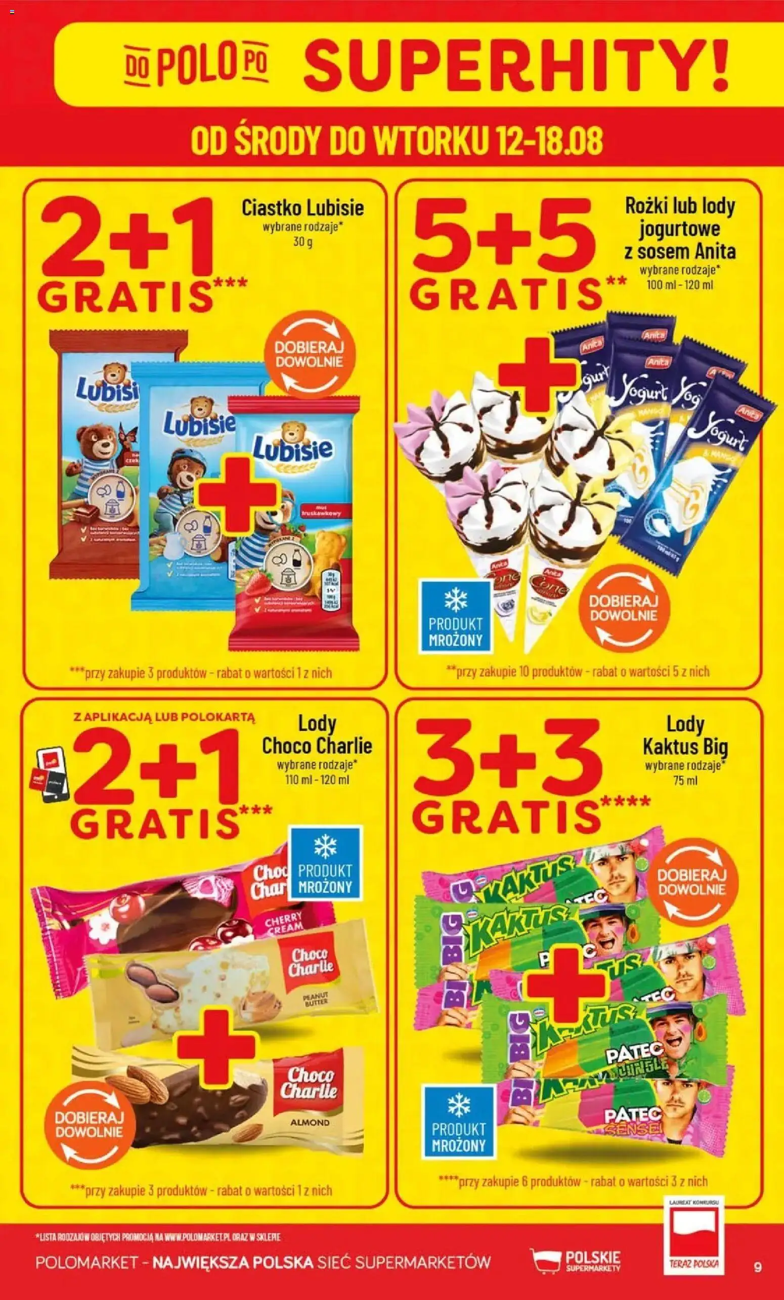 Nowa POLOmarket gazetka od jutra 12.08.2026 | Strona: 9 | Produkty: Lody Kaktus, Lody